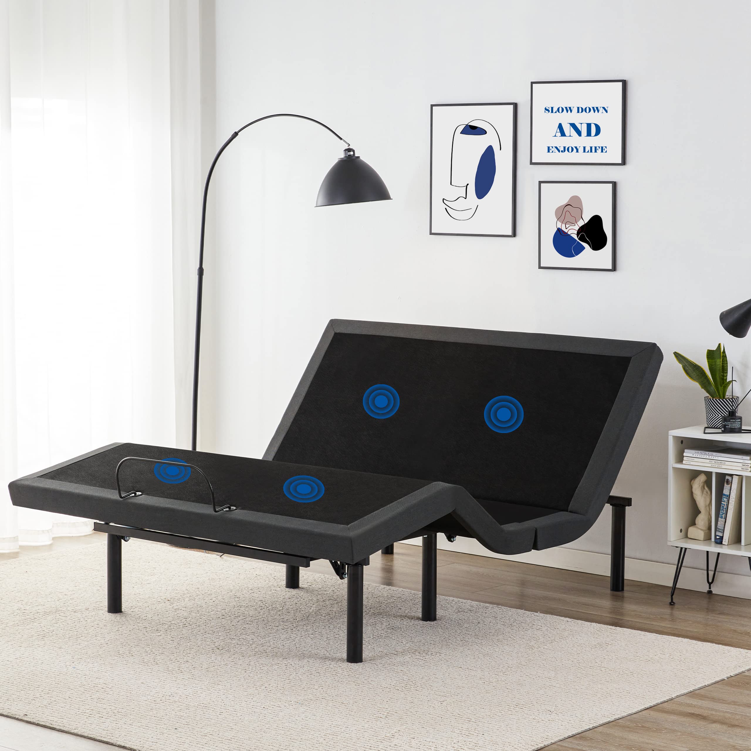 Adjustable Bed Base Frame with 17 Control Functions, Bluetooth App, Dual Massage & USB Ports, Head/Foot Incline, Zero Gravity & Under Bed Lights - Queen Size for Ultimate Comfort & Relaxation | Perfect for Home, Office & Guest Rooms