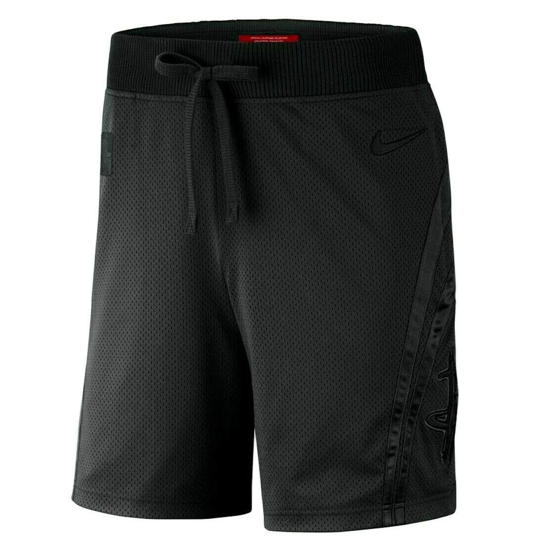 Nike Men's Houston Rockets Courtside Icon Basketball Shorts - Large Size, Triple Black Color - Perfect for Basketball Games, Gym Workouts & Casual Streetwear