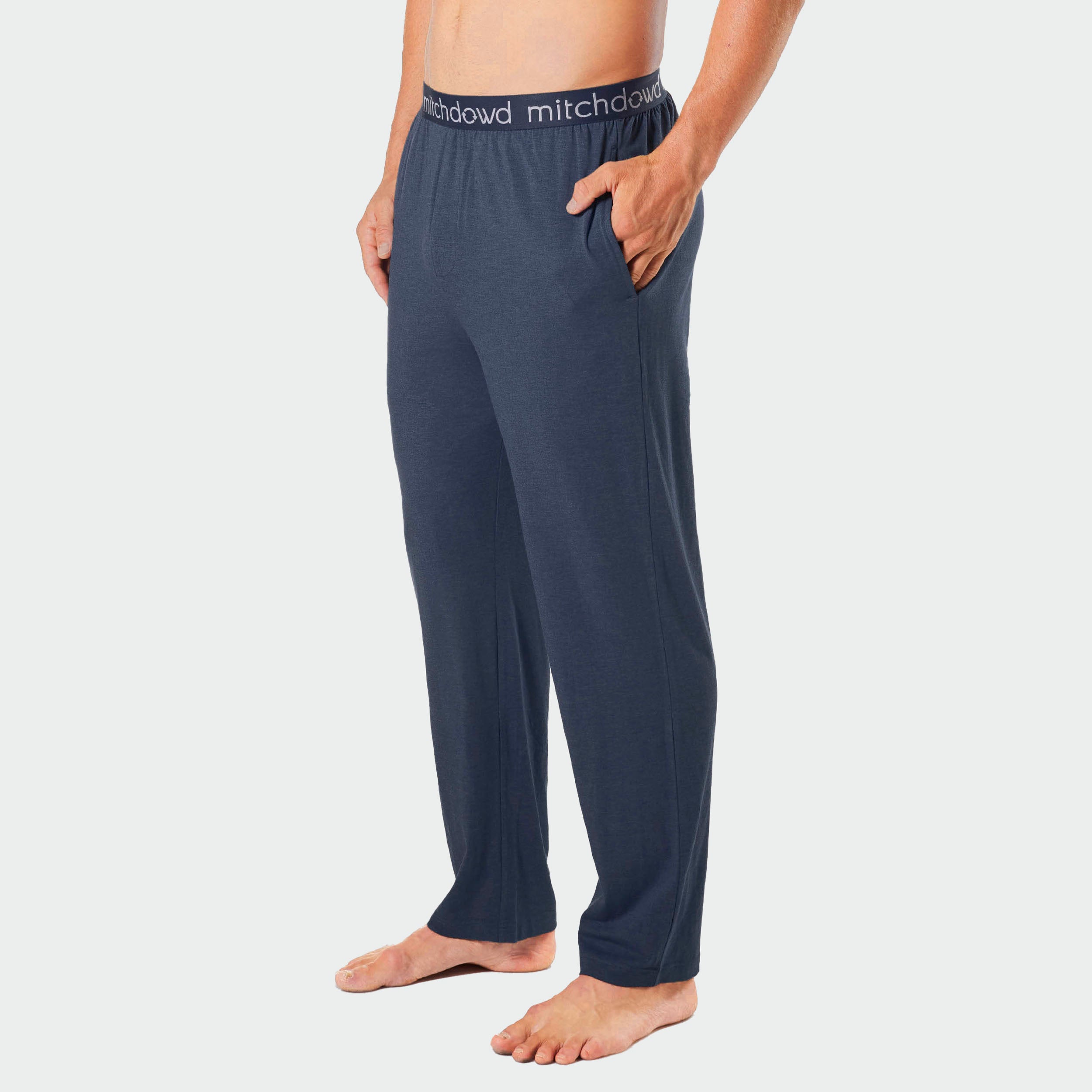 Men's Soft Bamboo Knit Sleep Pants - Breathable Lounge Pajama Bottoms for Comfortable Nightwear & Relaxing at Home - Blue Marle Color