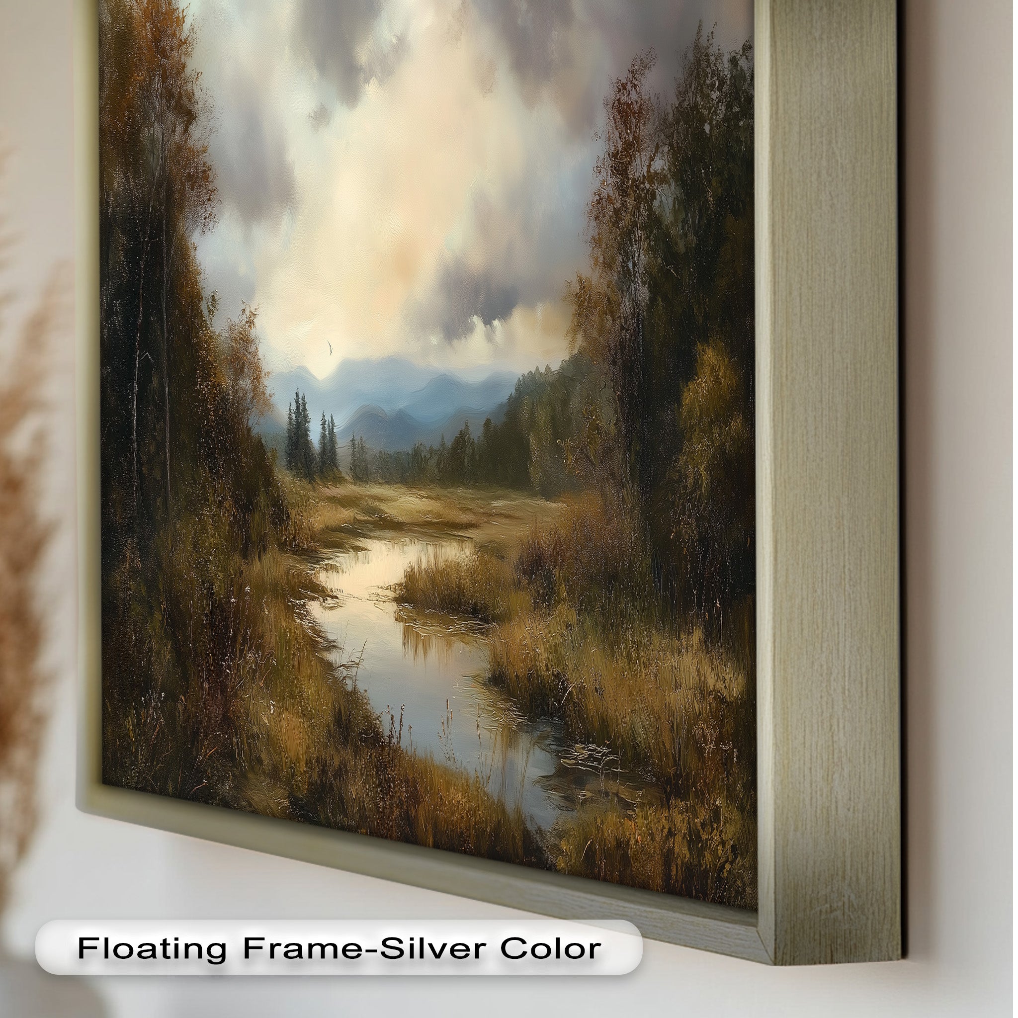 Autumn River Landscape Oil Painting - Handmade Canvas Wall Art for Living Room, Bedroom & Office Decor