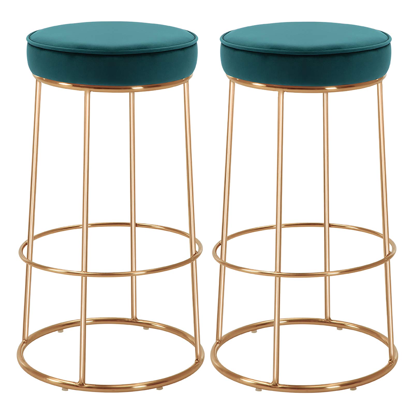 Duhome Velvet Bar Stools Set of 2 - 28 Inch Gold Modern Counter Height Stools for Kitchen, Breakfast Nook & Dining Room - Soft Upholstered Bar Chairs for Home, Cafe & Restaurant Decor