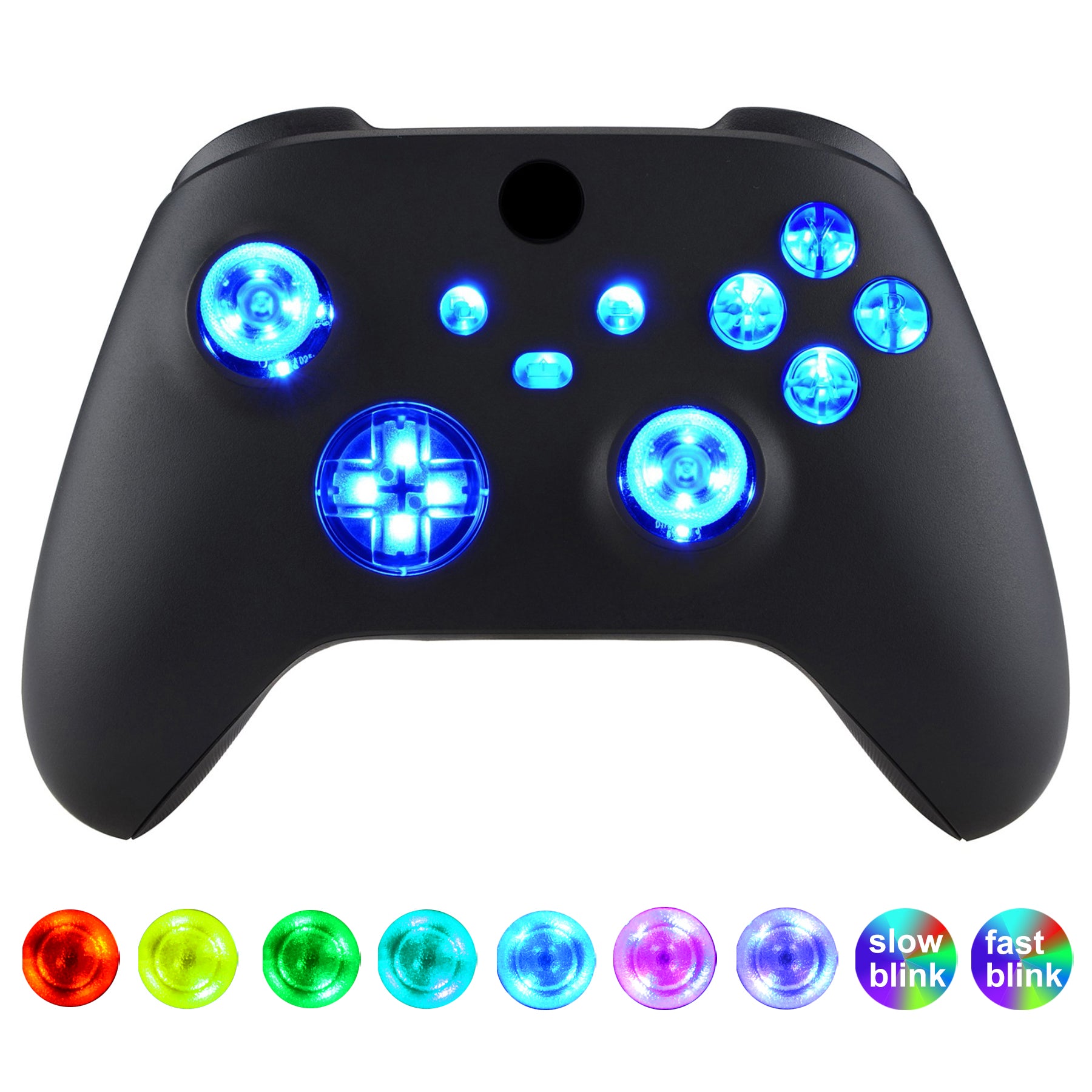 eXtremeRate RGB LED D-Pad & Button Kit for Xbox Series X/S Controller - 7 Colors, 9 Lighting Modes, Easy Installation (Model 1914/X3LED02M3) - Perfect for Gaming, Streaming & Custom Controller Builds