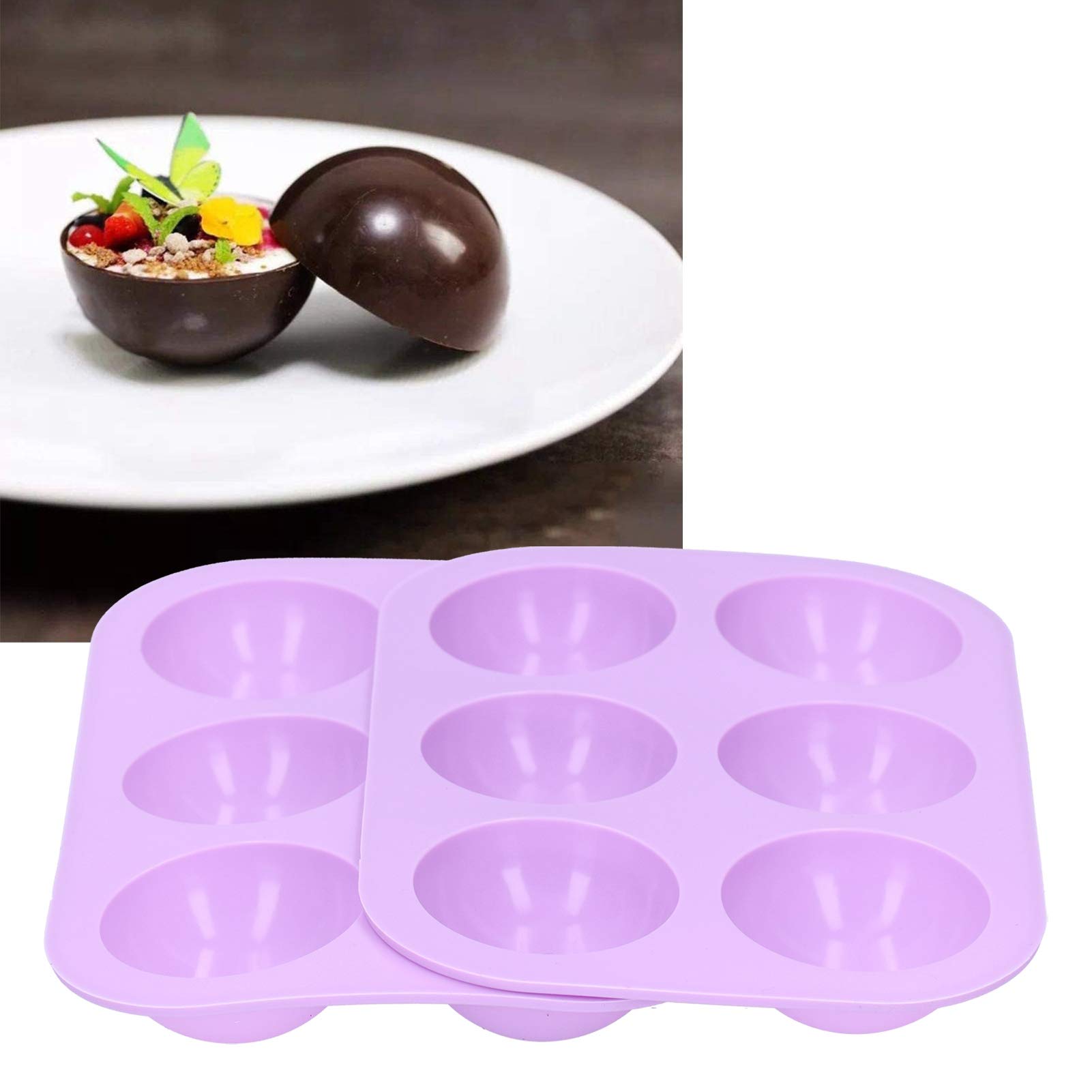 Premium 6-Cell Silicone Half Sphere Mold - Food Grade, Microwave & Freezer Safe for Baking, Candy Making & Ice Cubes - Perfect for Cakes, Desserts & Party Treats