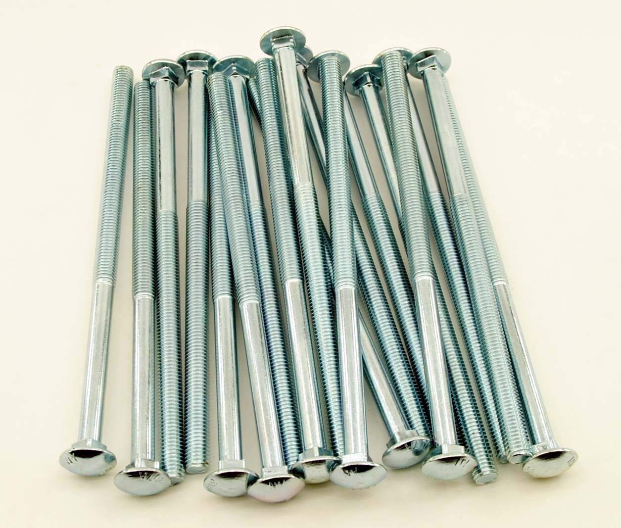 25 Pcs 1/2-13 x 10 Zinc Plated Carriage Head Bolts 307A - Heavy Duty Fasteners for Automotive, Machinery & Construction Projects