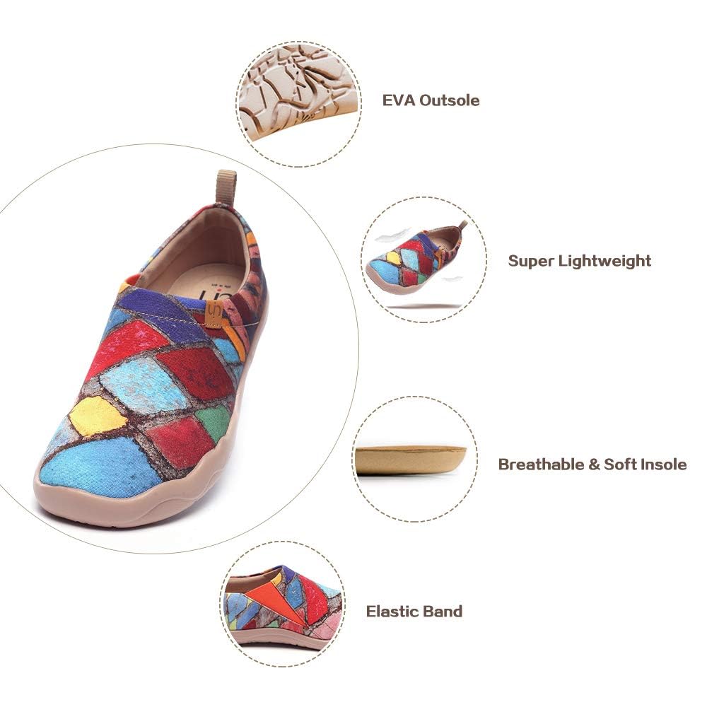 UIN Women's Man Time Legacy Fashion Sneakers - Hand-Painted Canvas Slip-On Travel Shoes for Women & Men | Comfortable Walking Shoes for Travel, Work & Casual Wear (Size 37)