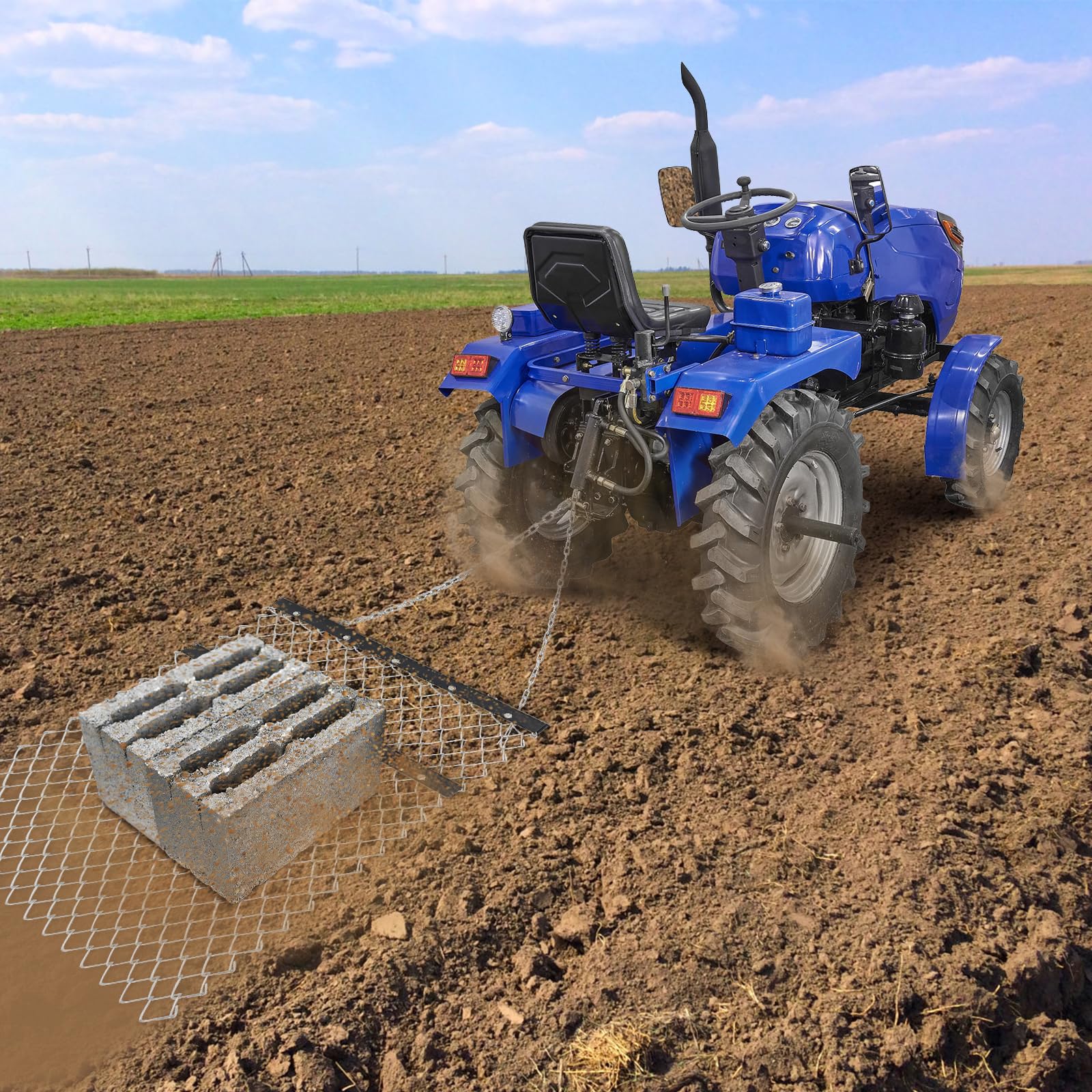 GARVEE 4' x 5' ATV/UTV Drag Harrow - Heavy Duty Chain Harrow for Landscape Leveling, Gravel Driveway Maintenance, Yard & Farm Improvement | Durable Tractor Attachment for Soil Preparation, Pasture Renovation & Arena Grooming