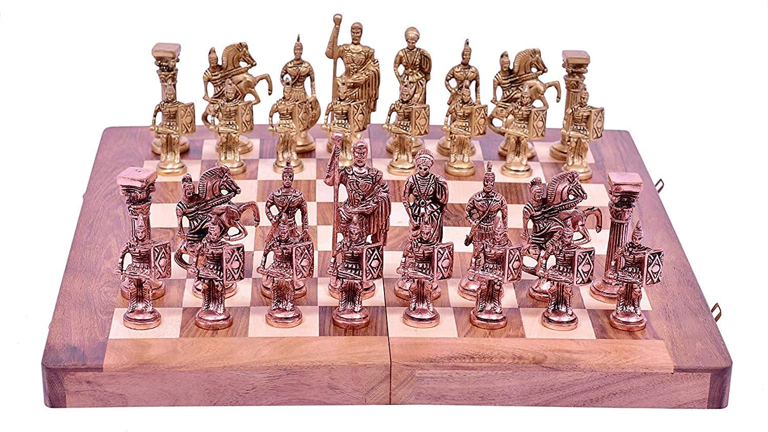 Handcrafted Roman Brass Chess Set with Wooden Board - Premium Collectible Chess Game for Adults & Kids | Perfect for Home Decor, Gifts, and Strategy Game Lovers