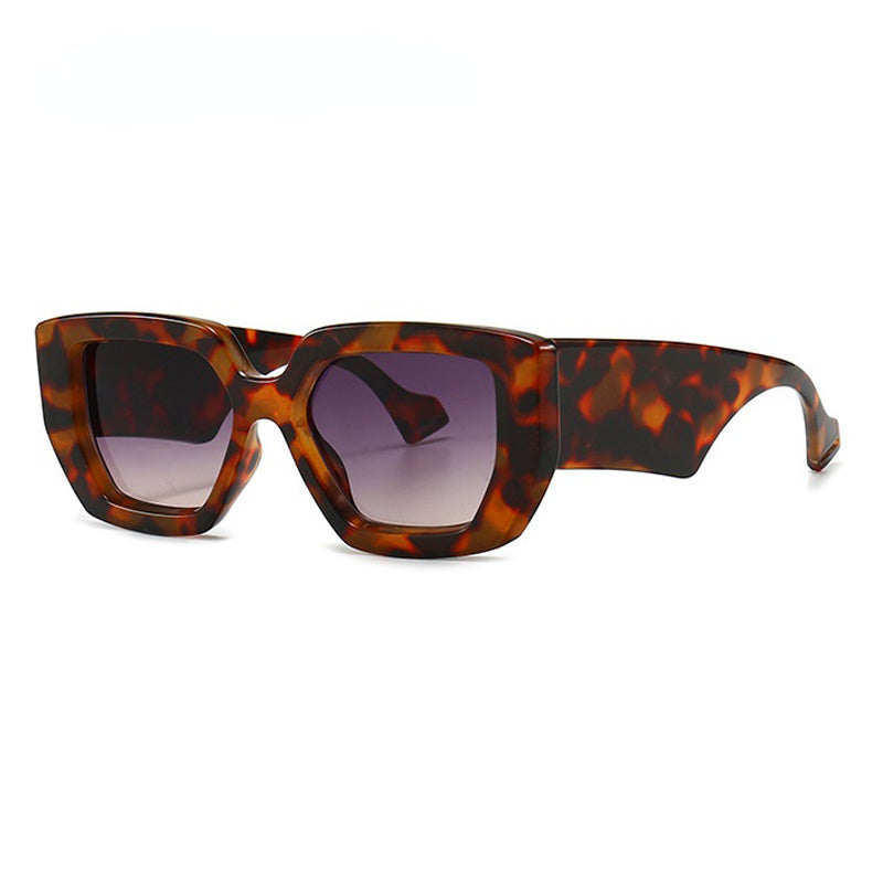 Luxury Wide Leg Square Sunglasses for Women & Men - Vintage Gradient Black Leopard Print Hip Hop Shades - Perfect for Beach, Driving, and Fashion Outfits