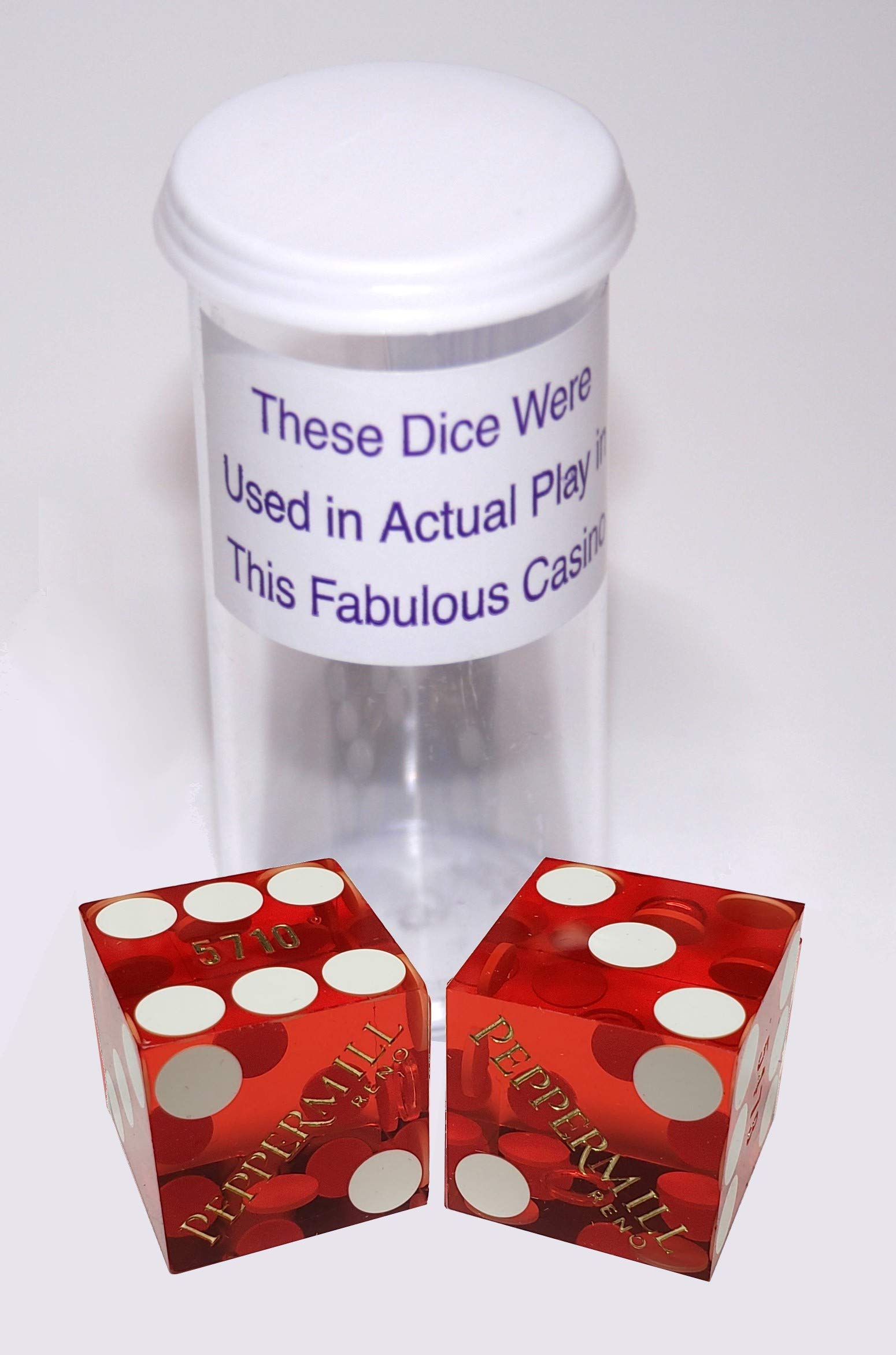 Premium 19mm Casino Craps Dice Pair - Authentic Nevada Gaming Dice Used at Reno Peppermill - Red Polished Professional Dice for Craps, Backgammon & Tabletop Games - Perfect for Casino Nights and Game Parties