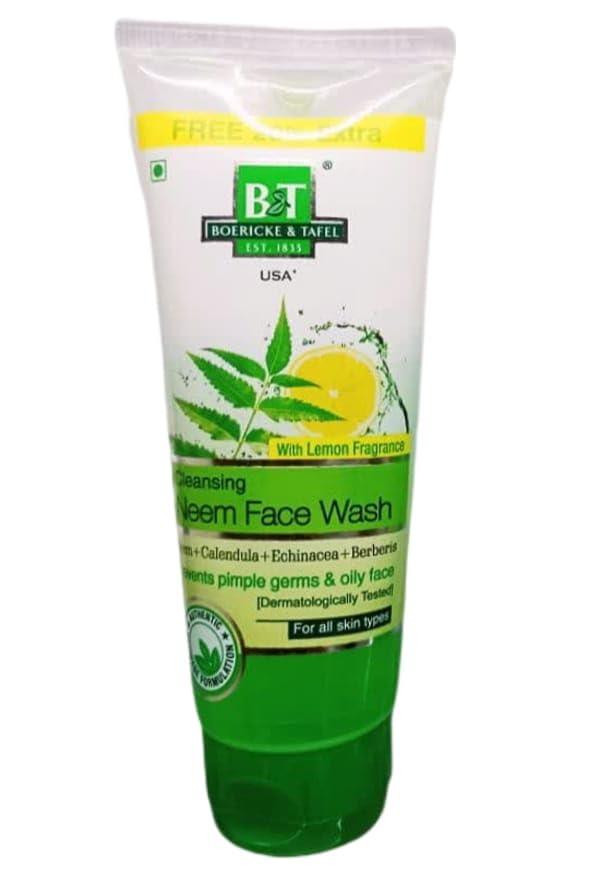BT Neem Face Wash with Lemon Fragrance - 60ml (Pack of 4) | Natural Acne Treatment, Oil Control & Skin Brightening | Perfect for Daily Cleansing & Travel