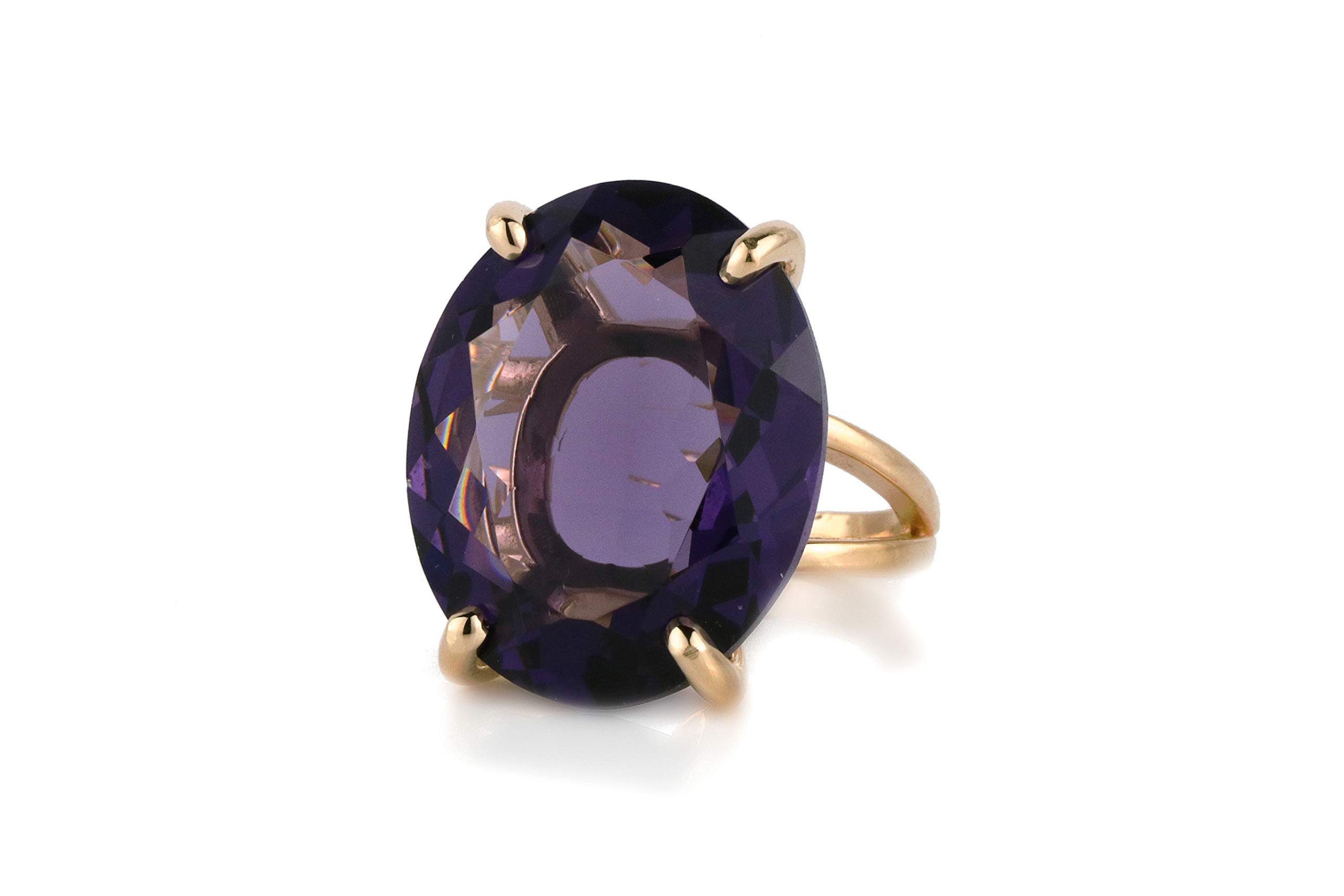 February Birthstone Rings for Women - 20x16mm Oval Amethyst in 925 Sterling Silver Ring Band - Handcrafted Amethyst Jewelry for Mothers, Sisters, Friends, Brides - Gift Box Included - Perfect for Valentine's Day, Anniversary, Birthday & Special Occasions
