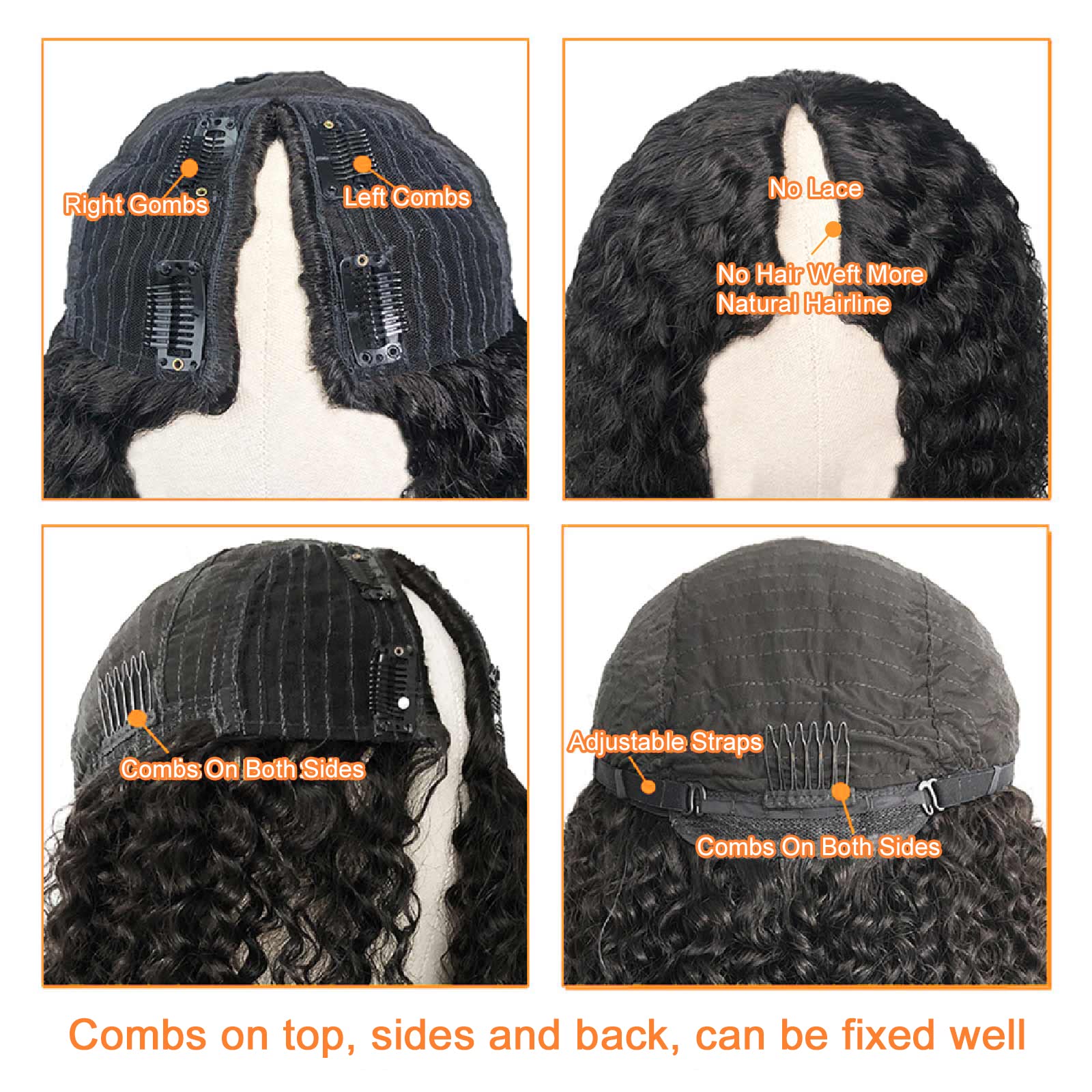 Domiso 30 Inch V Part Human Hair Wig for Black Women - 100% Virgin Kinky Curly Glueless U Part Wig | 180% Density Natural Color | No Glue Minimal Leave Out Wear & Go | Perfect for Daily Wear, Parties & Protective Styling