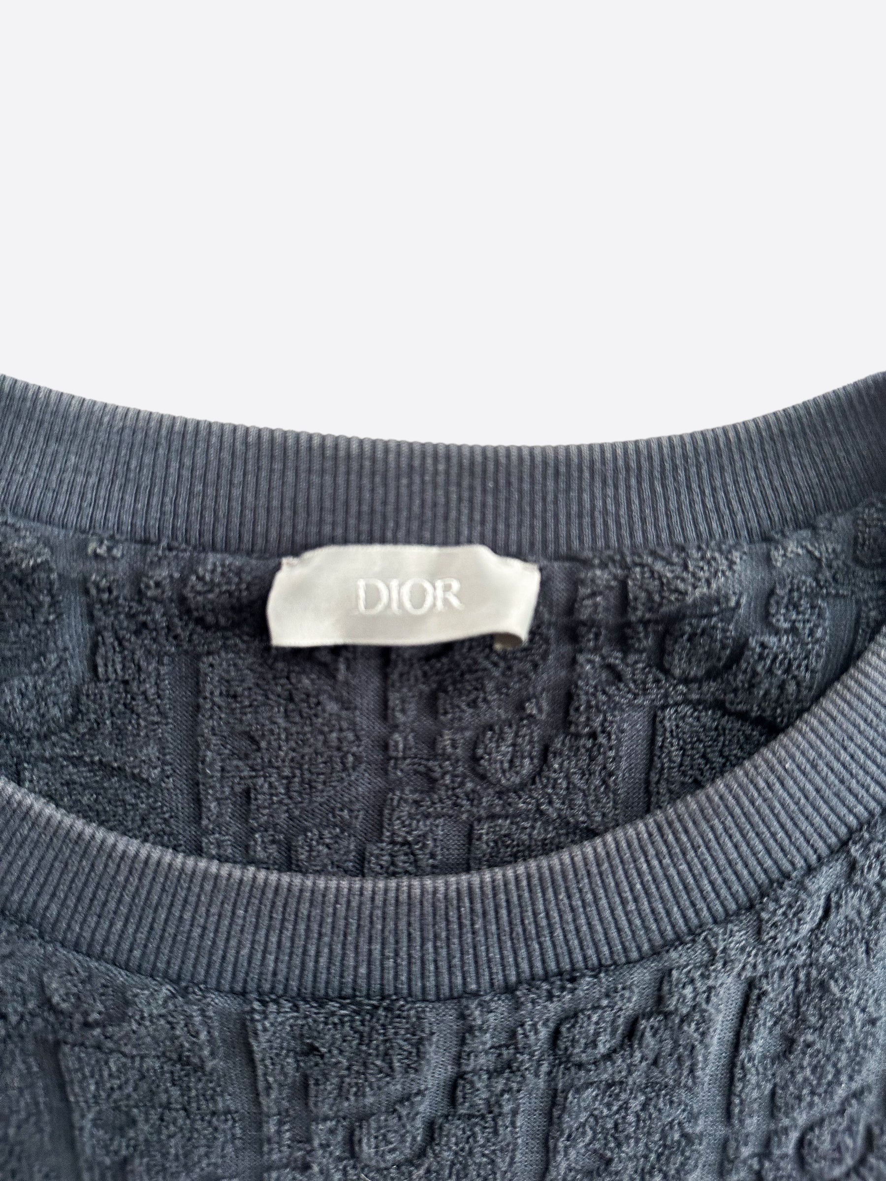 Dior Navy Oblique Logo Cotton T-Shirt for Men - Casual Luxury Wear for Summer & Travel