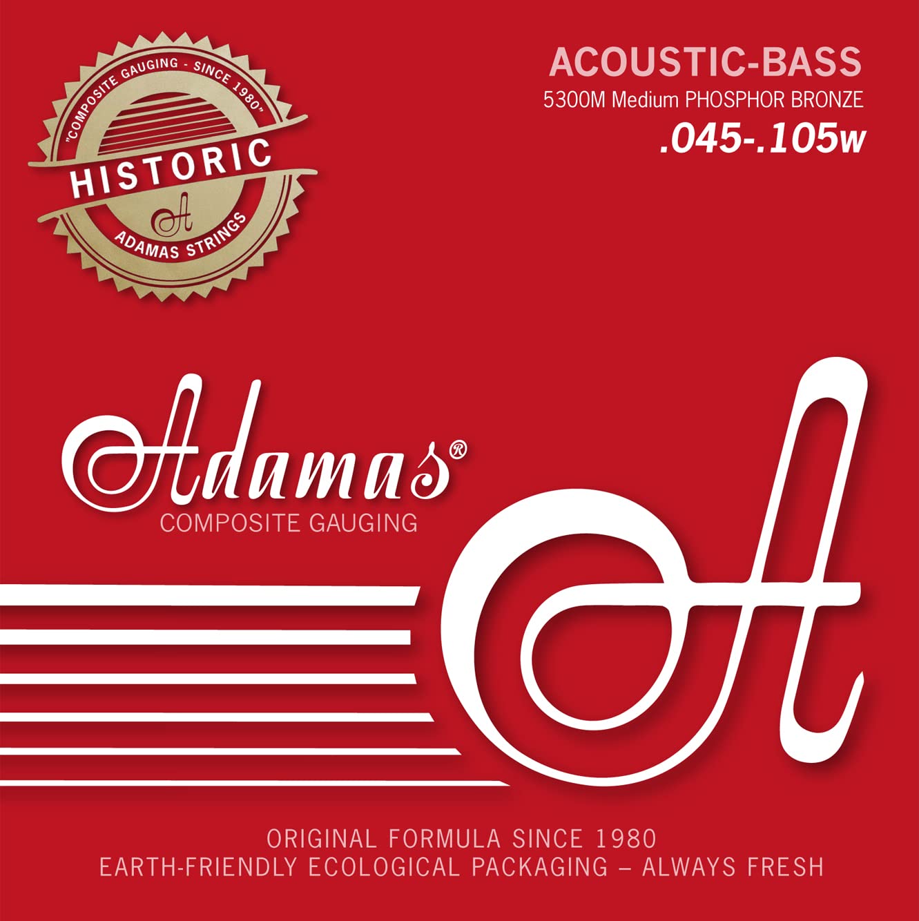 Adamas Phosphor Bronze Acoustic Guitar Strings - 4-String Medium Gauge (5300M) with Solid Brass Ball-End for Rich Tone & Durability | Perfect for Folk, Country & Fingerstyle Playing