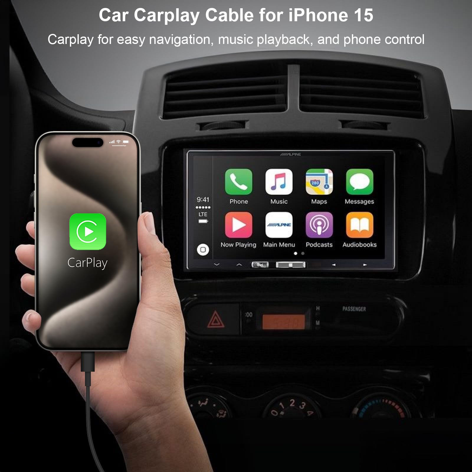 2-Pack 5FT USB C to USB A Fast Charging Cable for iPhone 16/15 Series & iPad Air - CarPlay Compatible, Durable Car Charger Cord for Road Trips & Daily Commuting