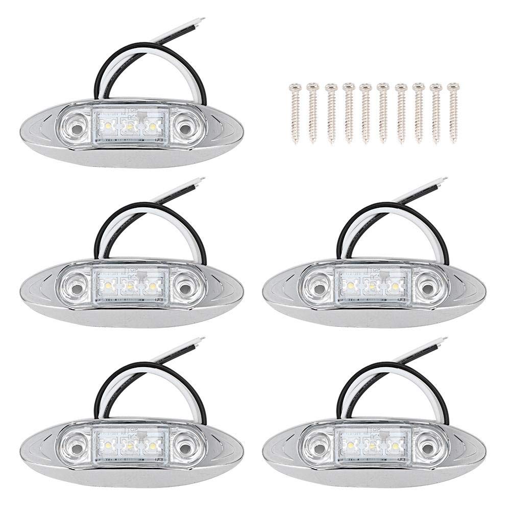 5Pcs Red LED Truck Turn Signal Side Marker Lights - 10-30V 3LED Clearance Lights for Trailers, Cars & Trucks - Durable Vehicle Warning Indicators for Safe Night Driving & Roadside Visibility
