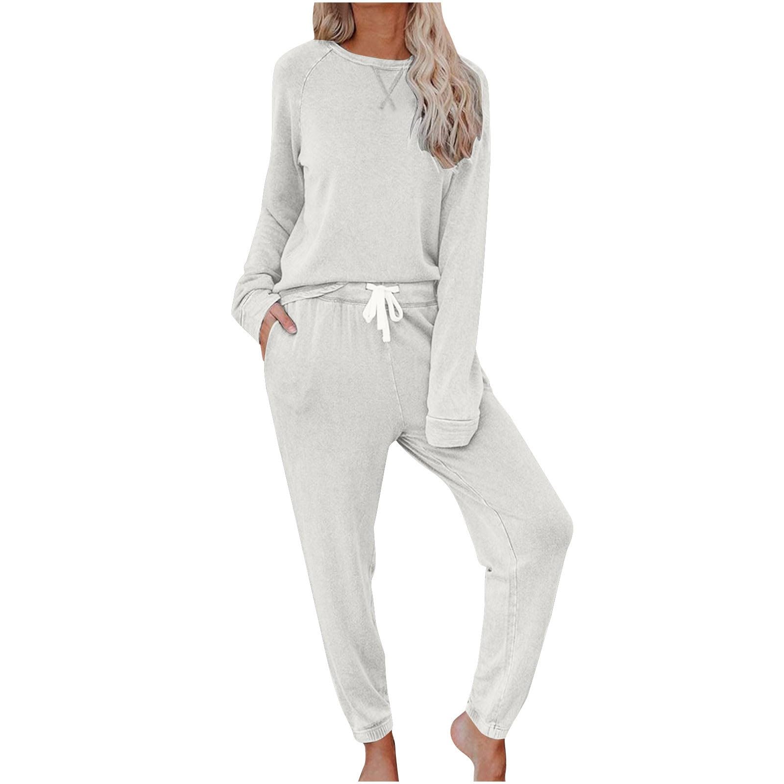 Women's 2-Piece Lounge Set - Long Sleeve Pullover Sweatshirt & Jogger Pants Comfy Tracksuit Outfit for Home, Yoga & Casual Wear