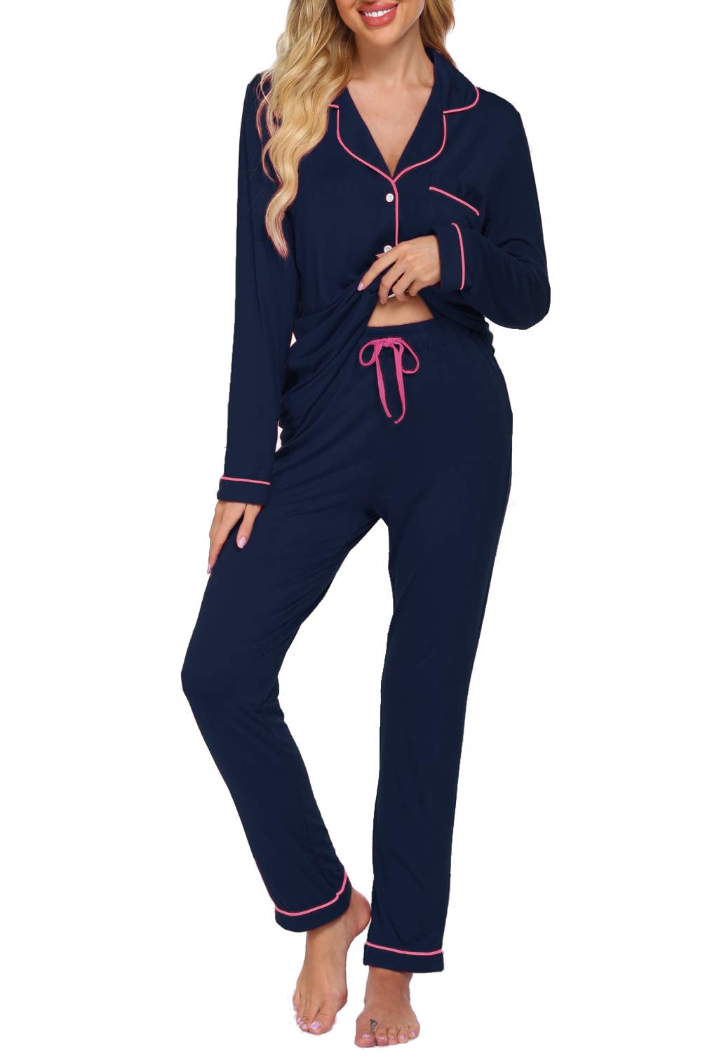 Women's Soft Long Sleeve Pajama Set - Button Down Sleepwear & Lounge Pjs for Cozy Nights at Home | Cotton Comfortable Sleepwear for Women