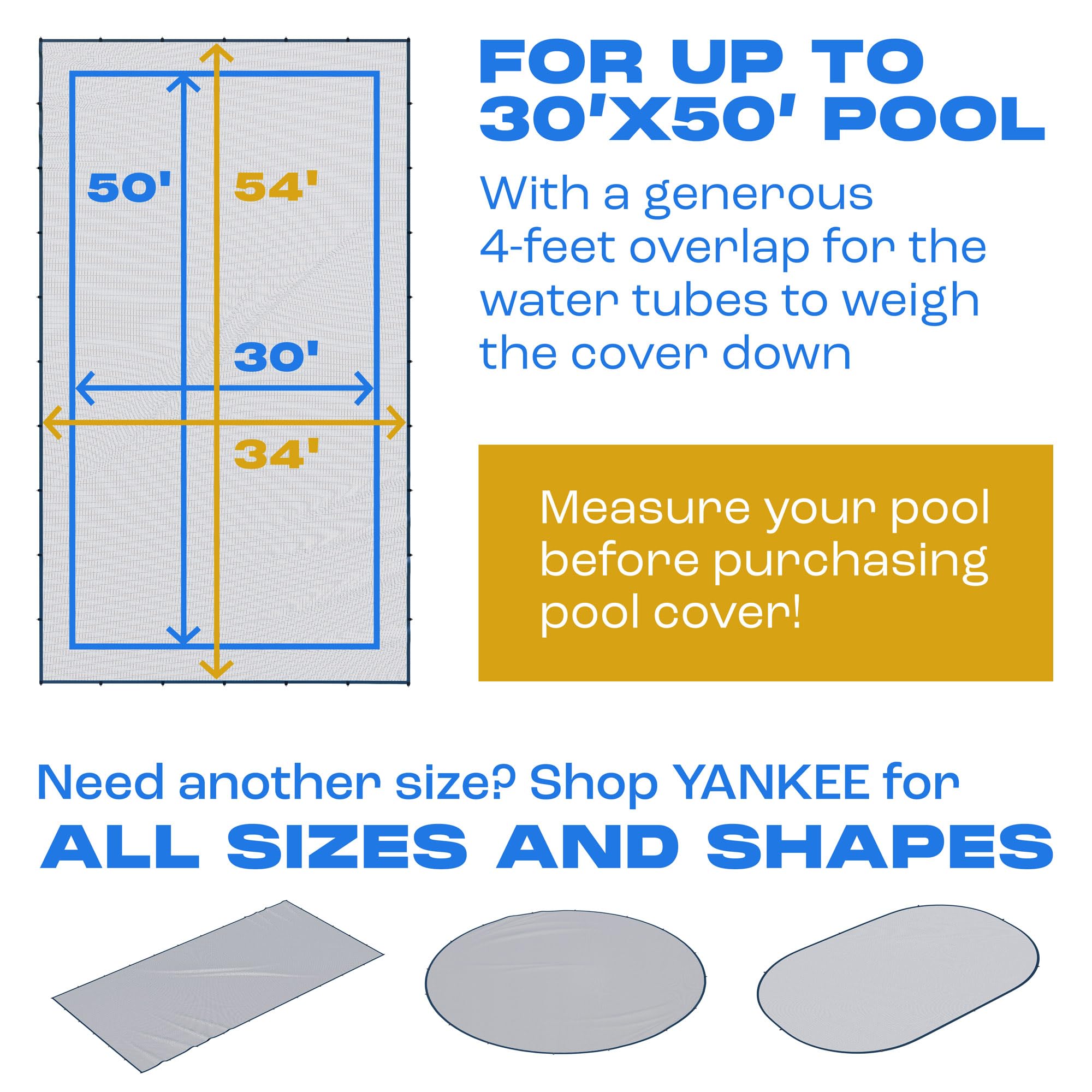 Heavy-Duty 30x50 Ft. Rectangular In-Ground Pool Leaf Net Cover - 0.15