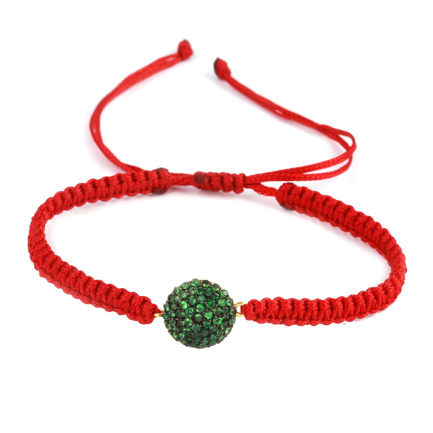 0.81 Carat Tsavorite Gemstone Sterling Silver Adjustable Thread Bracelet | Green Birthstone Jewelry for Women | Perfect for Gifts, Birthdays & Everyday Wear