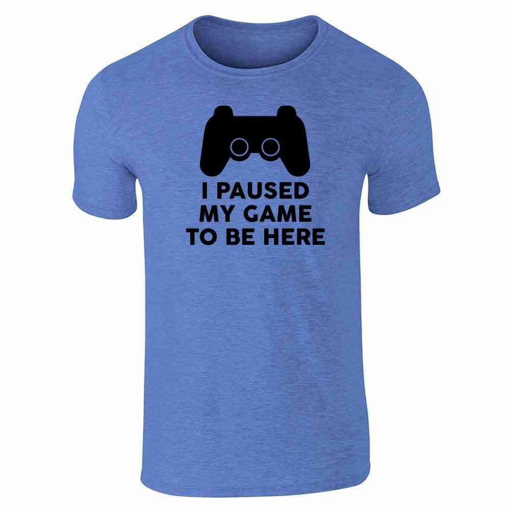 Pop Threads 'I Paused My Game to Be Here' PS Controller Graphic T-Shirt for Men - Comfortable Gaming Tee for Casual Wear & Video Game Nights