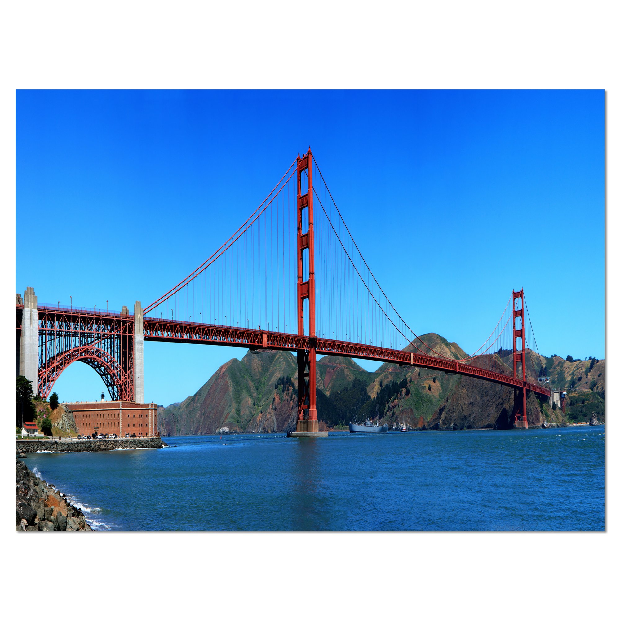 Golden Gate Bridge Canvas Print - San Francisco Cityscape Wall Art for Living Room & Office Decor | Blue Sky Landscape Painting