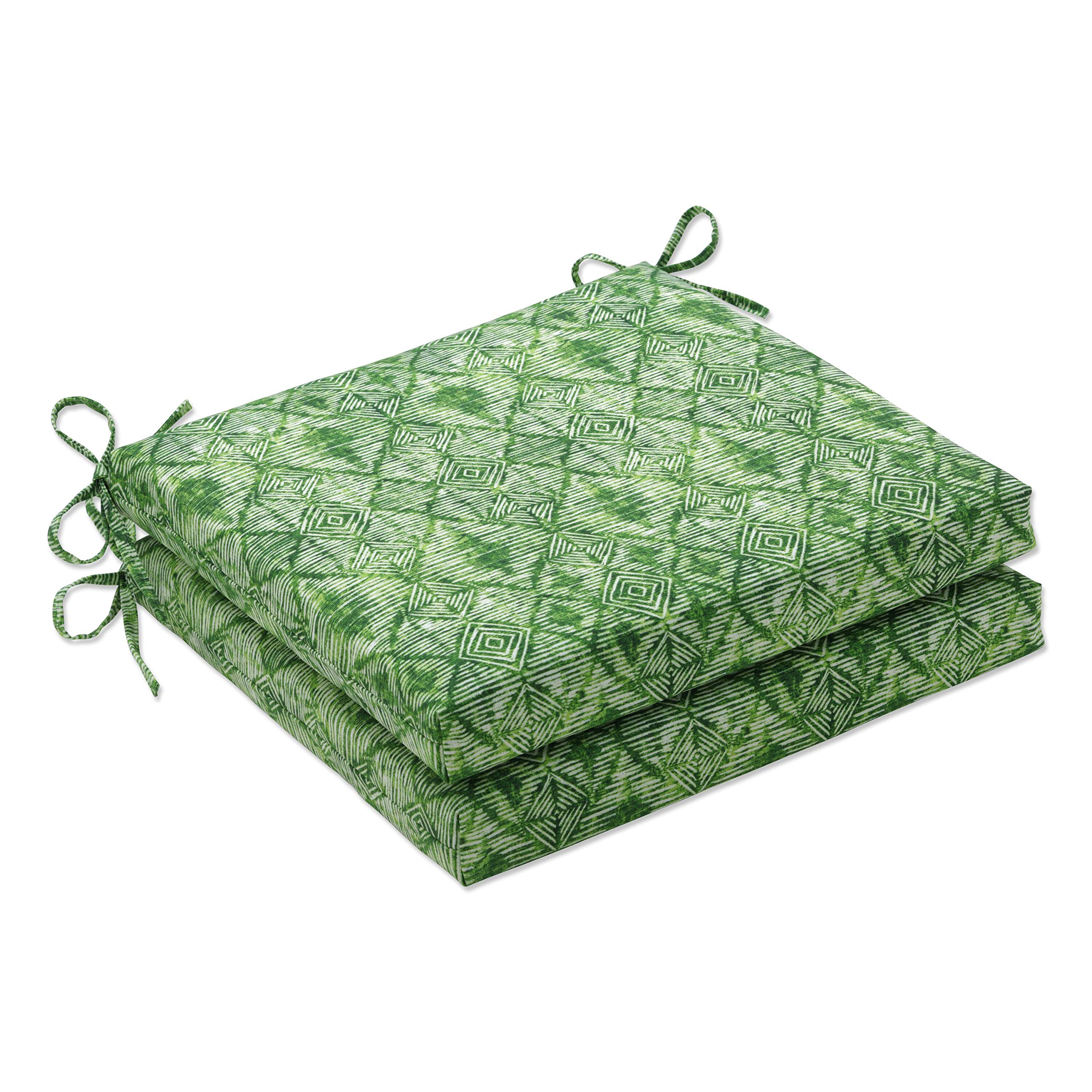 Pillow Perfect 20x20 Inch Square Corner Seat Cushions for Outdoor & Indoor Use - Set of 2, Green - Perfect for Patio Furniture, Sunroom, and Living Room Decor