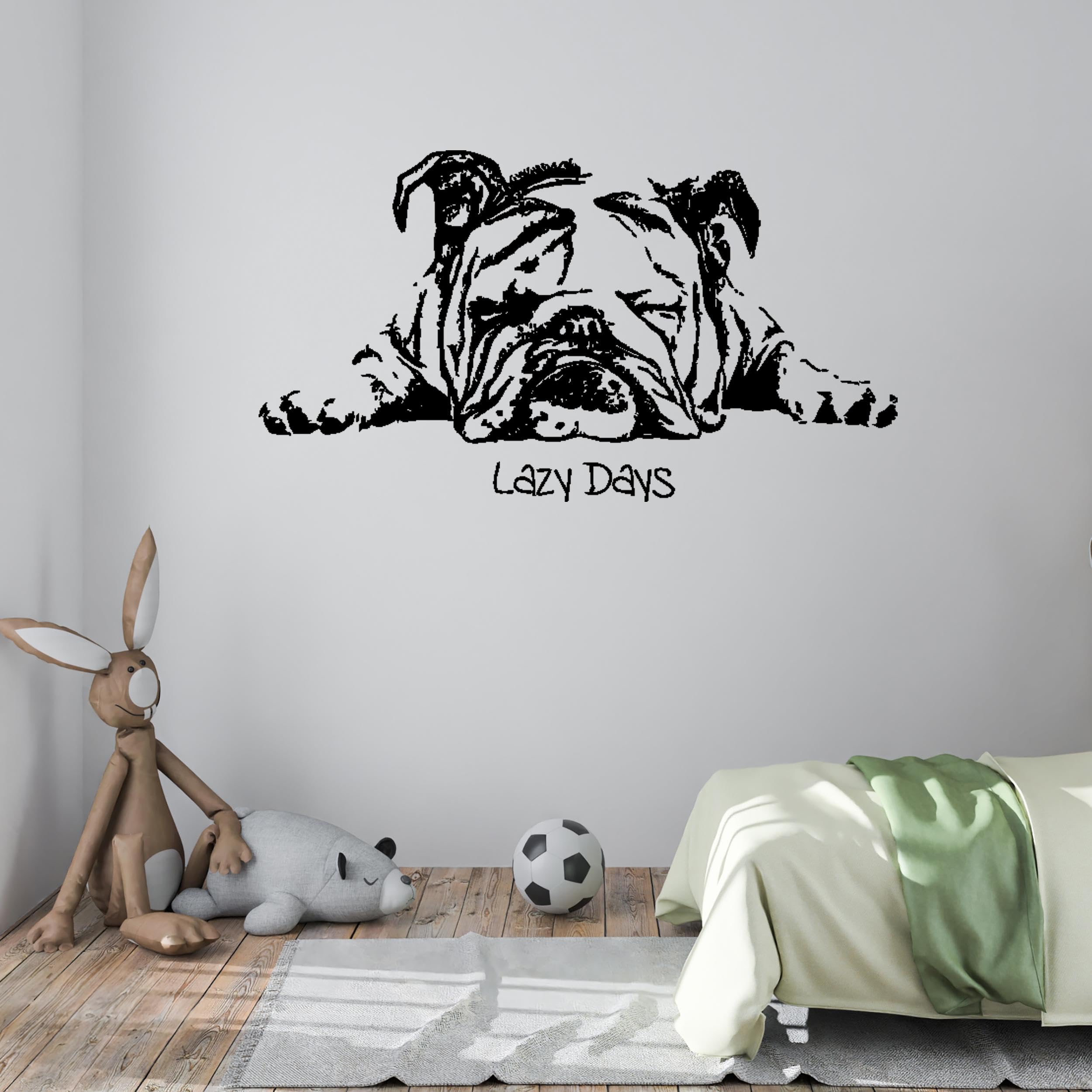 English Bulldog Decal Sticker - Cute Lazy Sleeping Dog Wall Art for Home, Nursery & Office Decor - Waterproof Vinyl Pet Stickers TR259