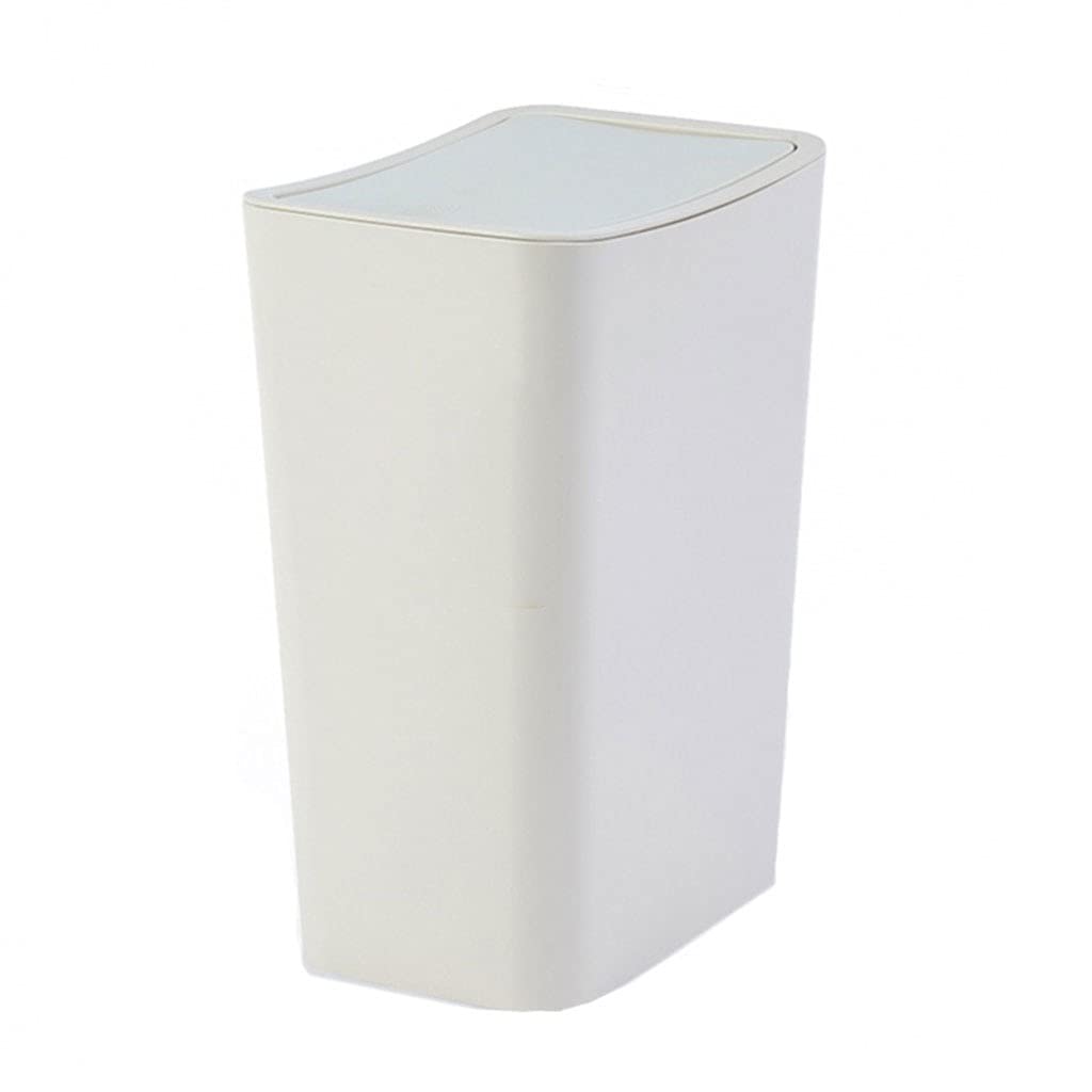 Nordic Pop-Up Trash Can 10L - Slim Narrow Garbage Bin for Kitchen, Bathroom, Bedroom & Living Room | Creative Large Paper Basket Storage Bin | White | Perfect for Small Spaces & Waste Disposal