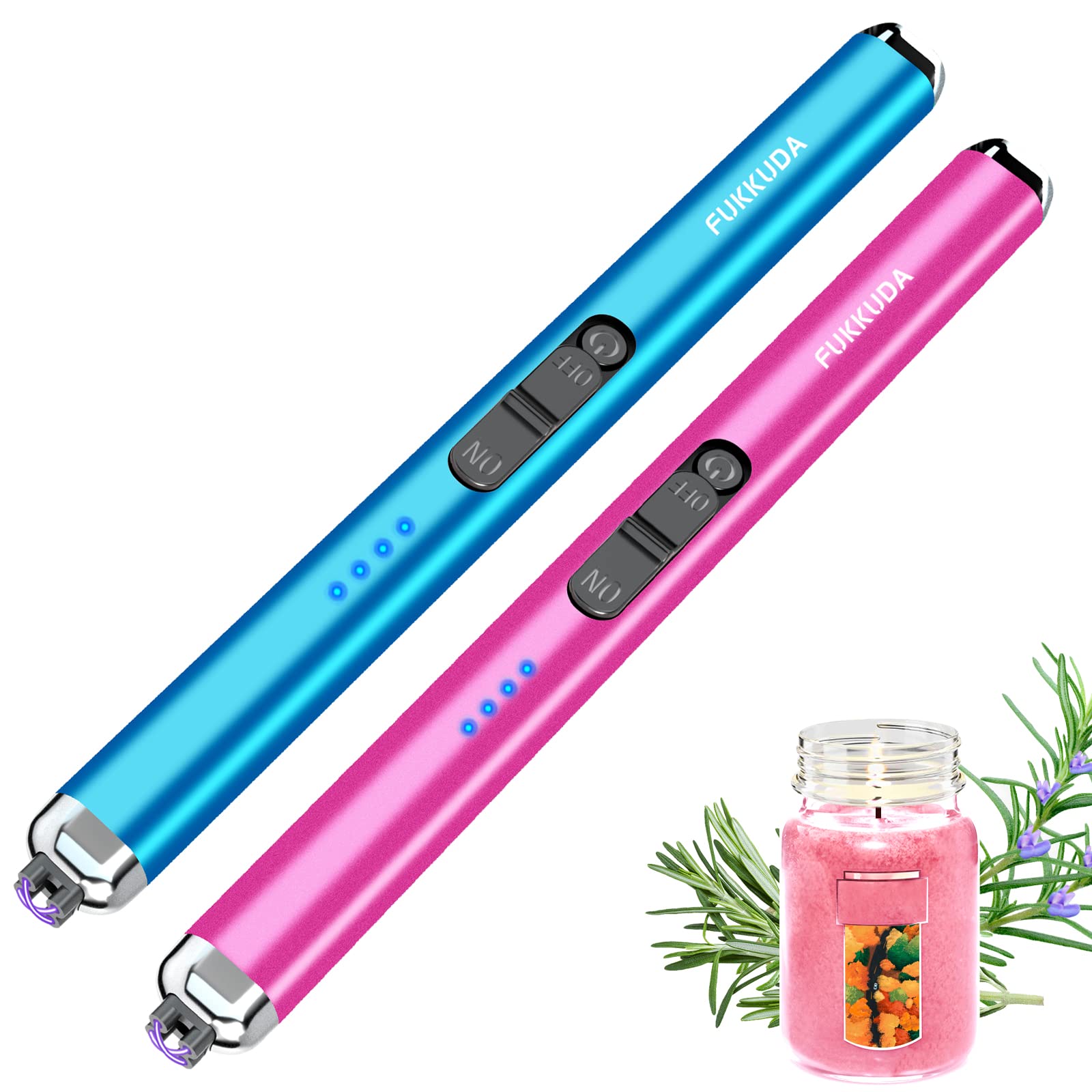 Rechargeable USB Plasma Arc Lighter - Dual Arc Electric Candle Lighter with Safety Lock (Sapphire Blue & Violet) | Perfect for Candles, Fireplaces, Camping & Home Decor