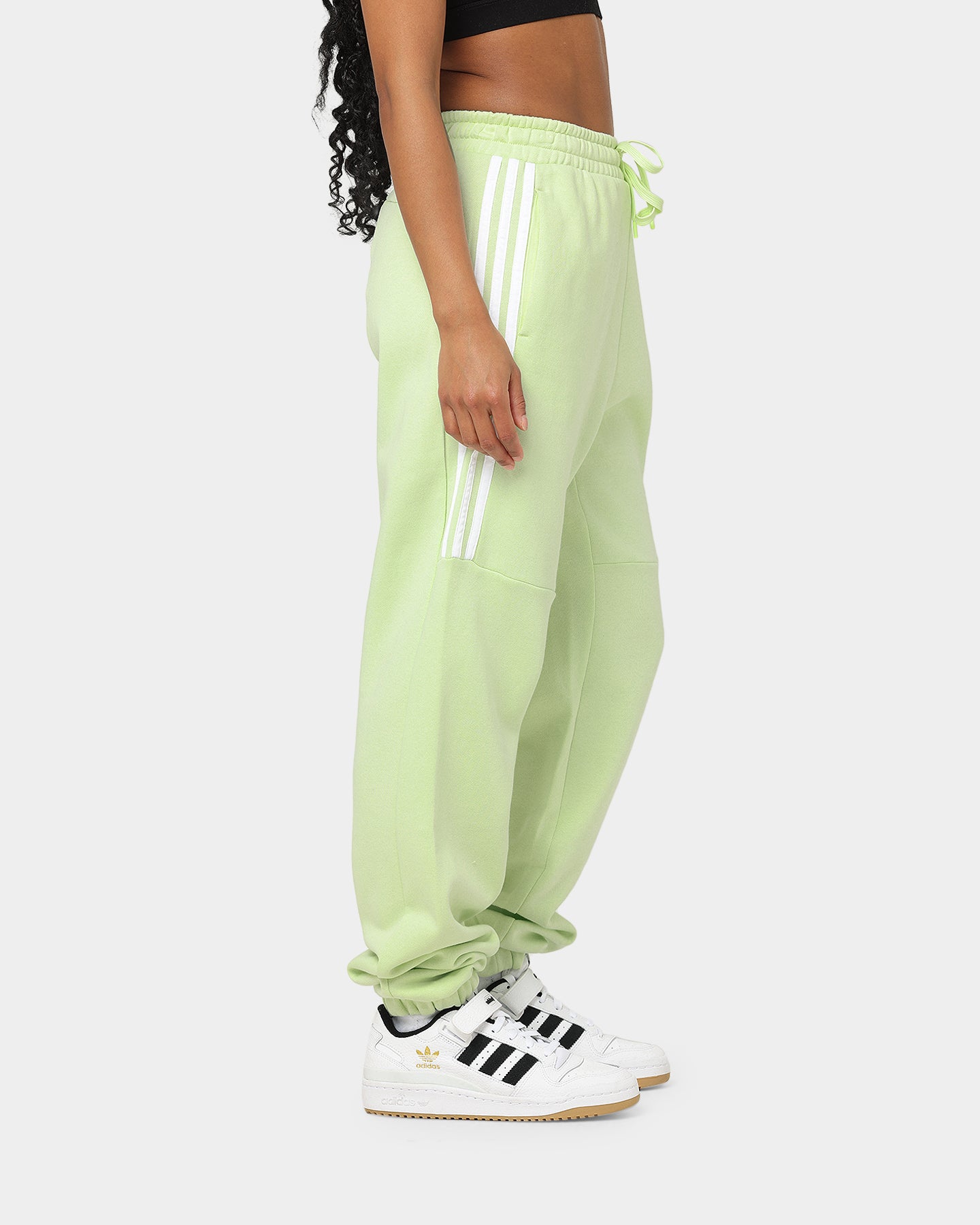 Adidas Women's Hyperglam High Rise Sweatpants - Almost Lime Green Athletic Joggers for Running, Yoga & Lounge Wear