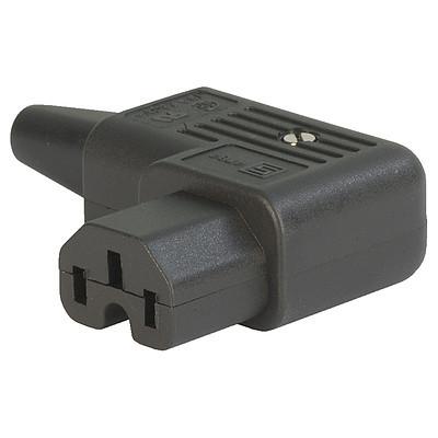 IEC C15/F Angled Appliance Inlet Connector - Black, 10A 250V, 120°C Rated, 3x1.5mm²/14AWG Wire Compatible - Perfect for Industrial Equipment, Medical Devices & Commercial Appliances