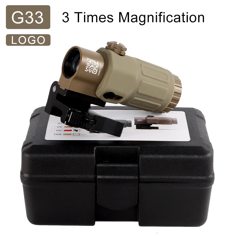 Tactical G33 G43 3X Magnifier Sight Scope & G45 5X Magnifier - Flip to Side Mount for 558 556 553 Holographic Reflex Red Dot Sights - Perfect for Hunting, Shooting Range & Tactical Training