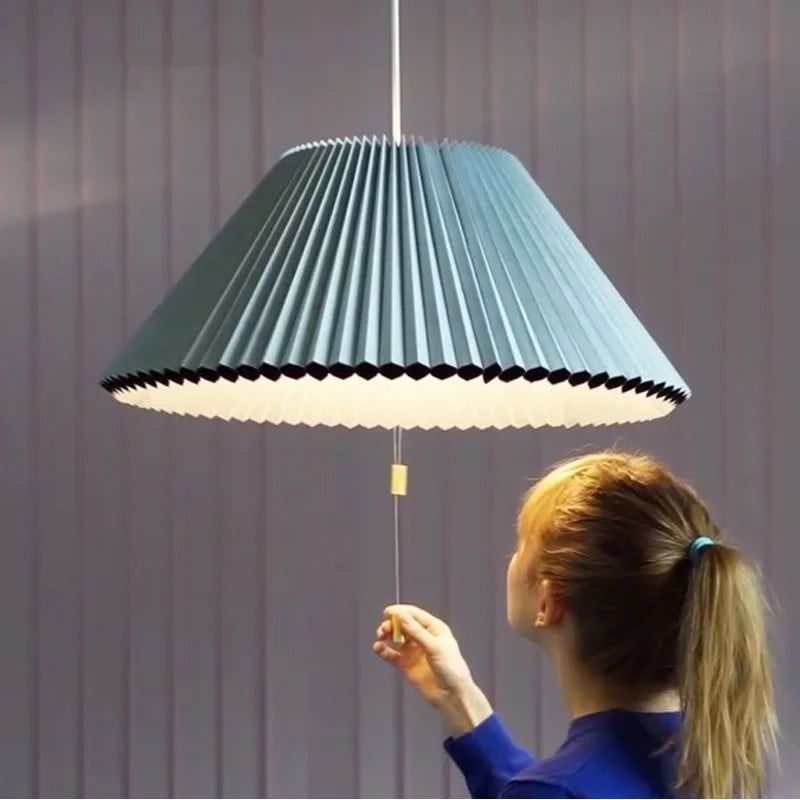 Elegant Pleated Fabric Pendant Hanging Light - Modern Home Decor for Living Room, Bedroom & Dining Room Lighting