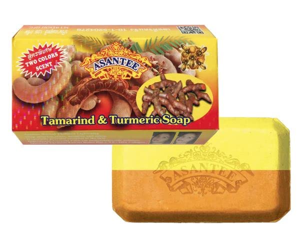 Asantee Tamarind & Turmeric Soap Bar - Pack of 6 | Natural Exfoliating & Brightening Face & Body Cleanser for Glowing Skin | Perfect for Acne-Prone & Dry Skin Care Routine