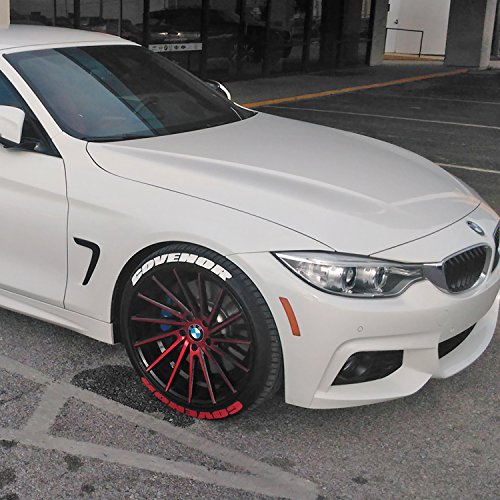 Custom Tire Lettering Stickers - DIY White Tire Decals with Glue & 2oz Cleaner - Pack of 8 for Motorcycle, Car, Truck Wheels - Easy Application for Personalized Vehicle Customization