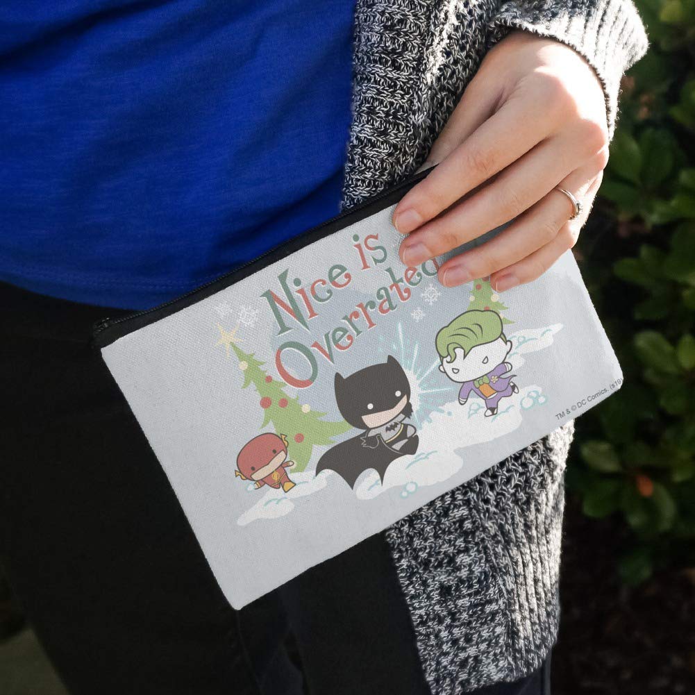 Batman Joker 'Nice is Overrated' Pencil Pen Organizer Zipper Pouch Case - Perfect for School, Office & Comic Book Fan Collections