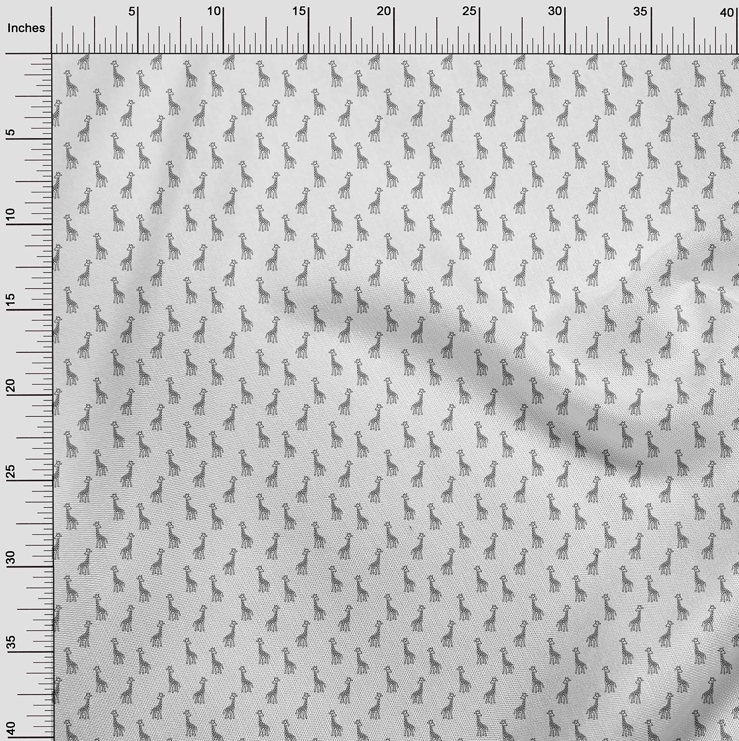 oneOone Velvet White Fabric - Kids Giraffe Animal Print Sewing Material by The Yard for DIY Clothing & Crafts (58 Inch Wide) - Perfect for Baby Blankets, Dressmaking & Home Decor Projects
