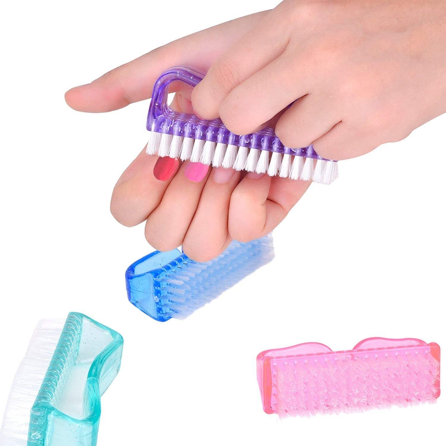 FAMEZA 8-Piece Multi-Color Handle Nail Brush Set - Professional Manicure & Pedicure Tools for Home Salon, Cleaning Dirty Nails, Cuticle Care - Perfect for Nail Artists, DIY Beauty & Hand Hygiene