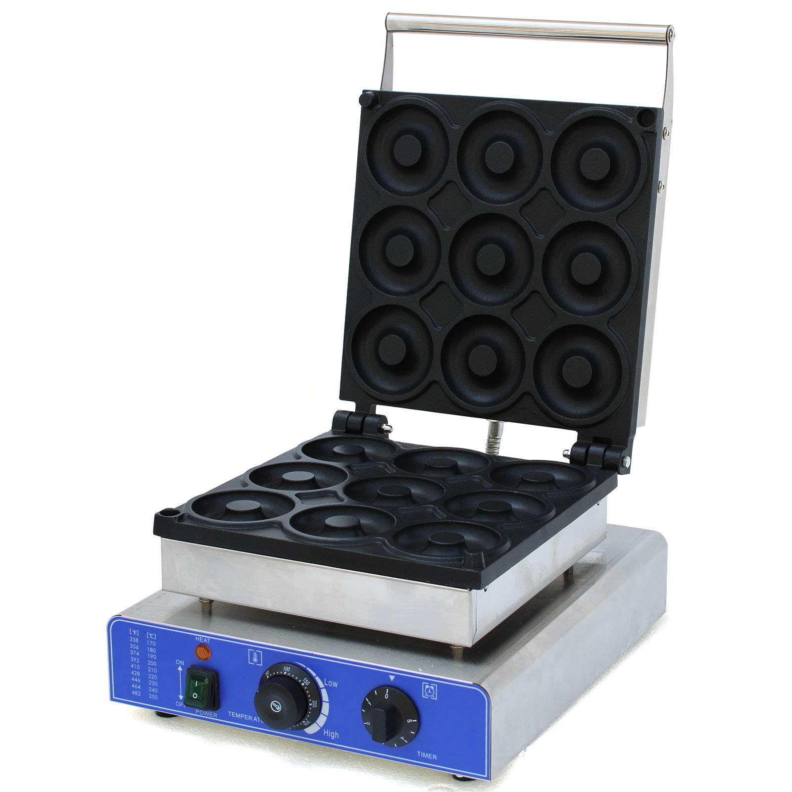 Commercial Electric Donut Maker Machine - 9 Grid Nonstick Doughnut Baker 110V for Home & Business Use - Perfect for Breakfast, Cafes, Bakeries and Party Snacks