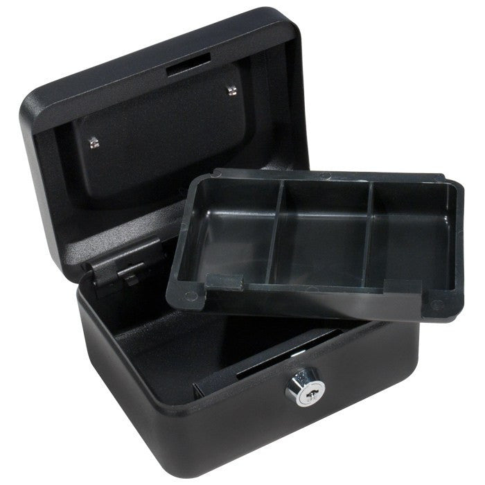Barska CB11828 6-Compartment Cash Box with Key Lock - Secure Money Storage for Home, Office, or Retail Business