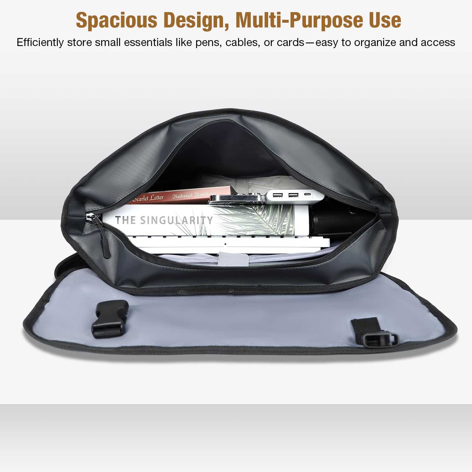 **Durable Waterproof Messenger Laptop Bag for Men & Women – 15.6 Inch Stylish Shoulder Bag with Crossbody Strap – Perfect for Work, School & Travel – Silver Grey**