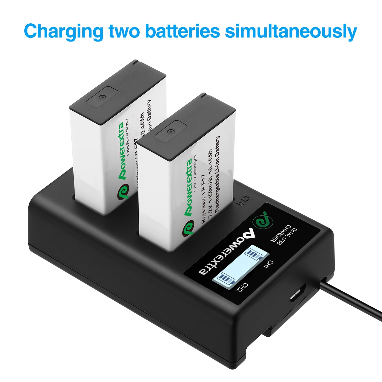 Canon LP-E17 Replacement Battery with USB Charger - Compatible with Canon EOS 80D, 70D, 60D, 7D Mark II, 6D, 5D Mark IV - Perfect for Travel Photography & Extended Shooting Sessions