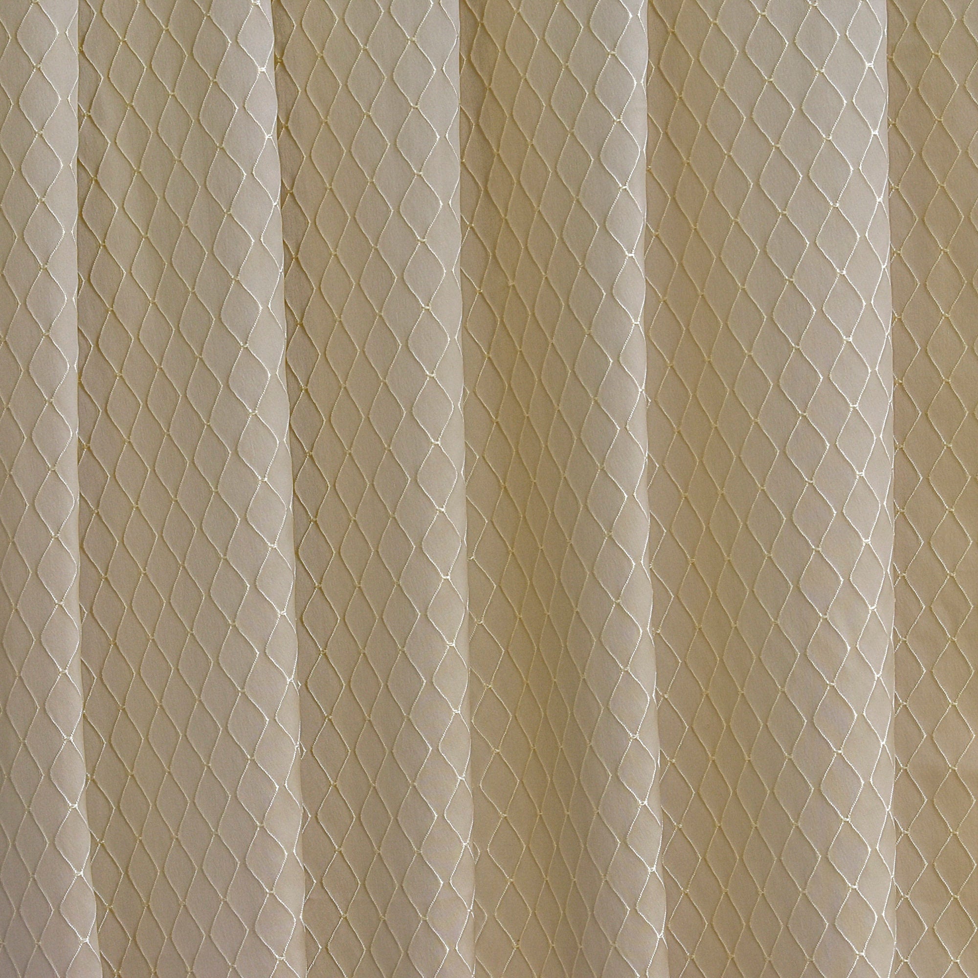 Beige Diamond Geometric Viscose Embroidered Curtain Panels - Elegant Window Treatments for Living Room & Bedroom Decor