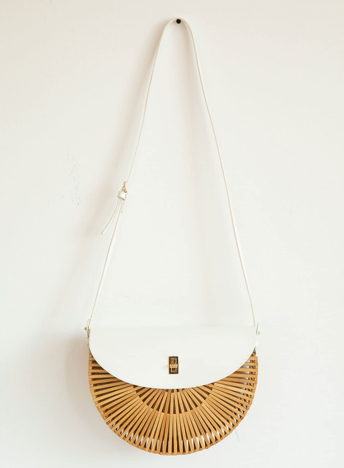 Handwoven Bamboo Crossbody Bag for Women - Natural Straw Summer Purse with Leather Strap | Eco-Friendly Beach Bag, Farmers Market Tote & Boho Festival Accessory