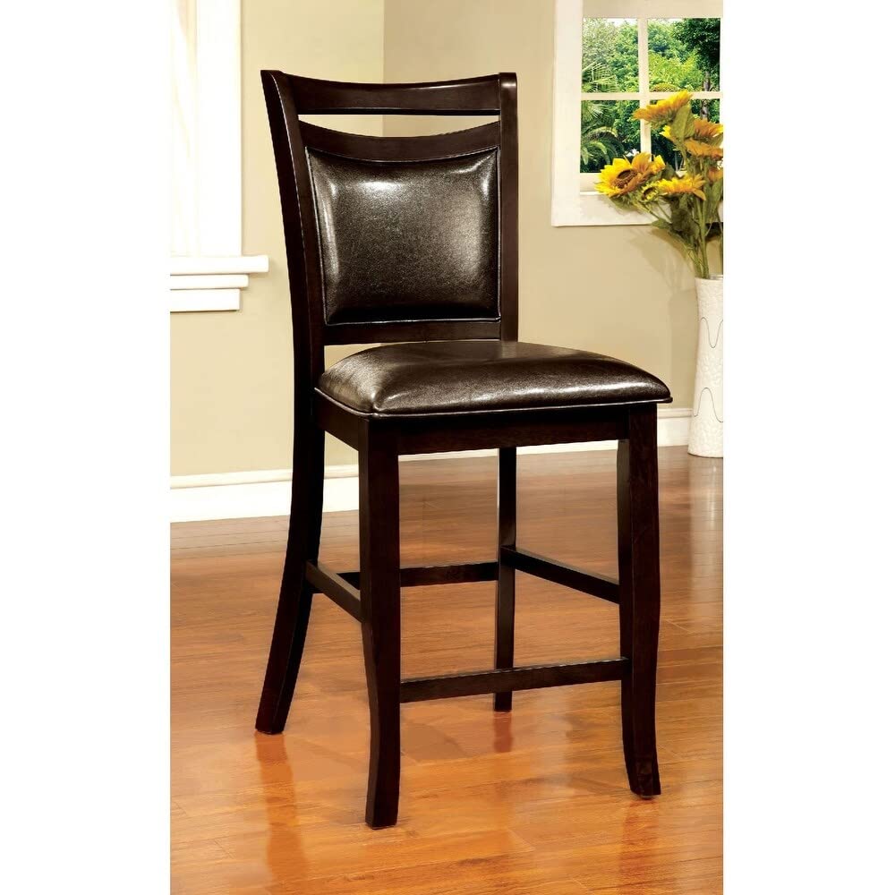 Set of 2 Padded Leatherette Dining Chairs - Dark Cherry & Multi-Color Wood Finish - Comfortable Modern Kitchen Chairs for Dining Room, Breakfast Nook or Home Office