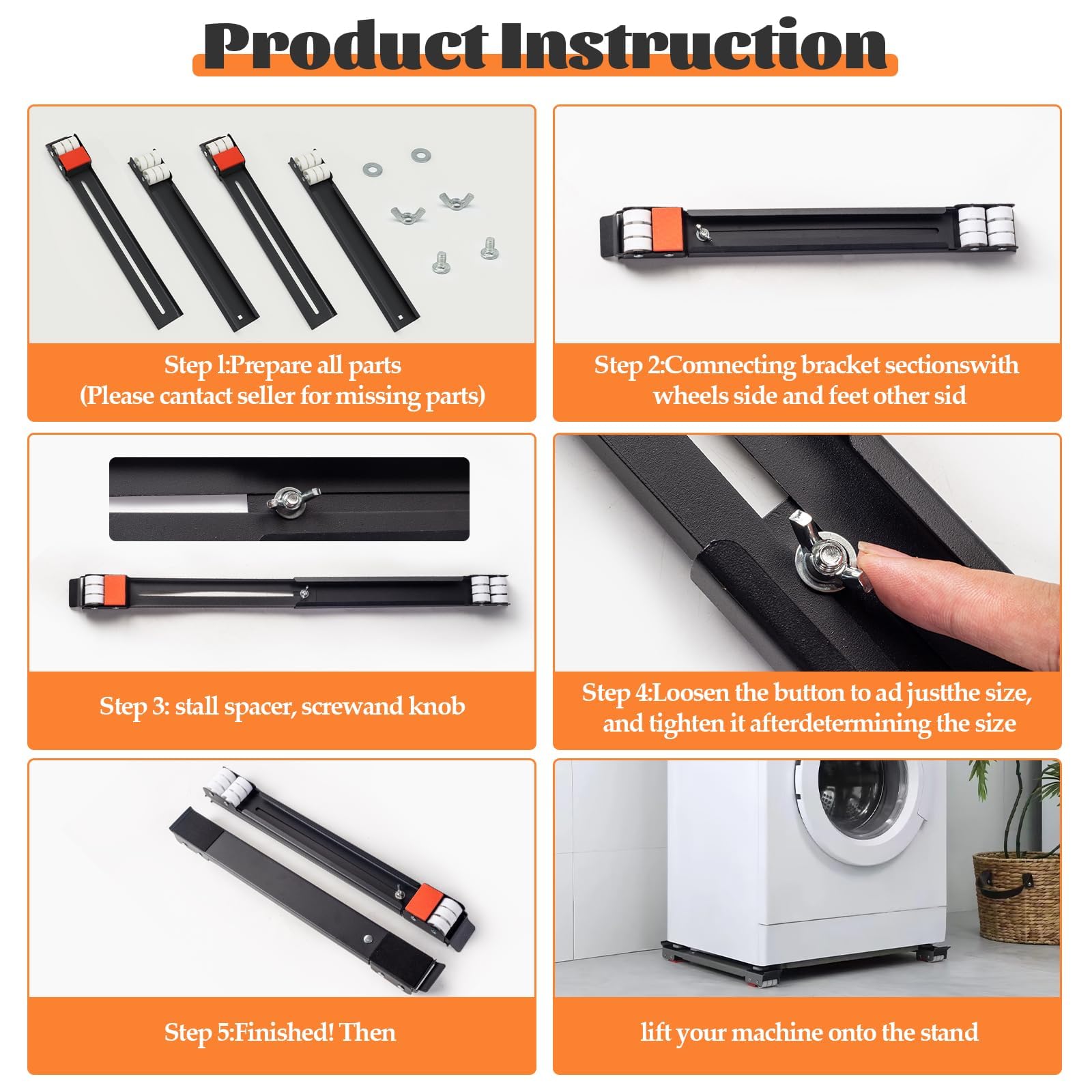 Heavy Duty Upgraded Appliance Rollers for Washer and Dryer - Extendable Furniture Dolly with Rubber Mat for Moving Washing Machine, Refrigerator & Large Appliances Easily - Perfect for Home Moving, Appliance Installation and Furniture Rearrangement
