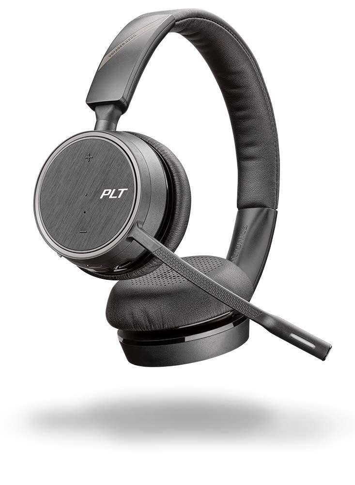 Poly Voyager 4220 Wireless Bluetooth Headset for Office - USB-A Base, Noise Cancelling Mic with SoundGuard & Dynamic Mute, Compatible with Skype for Business (Black) - Perfect for Remote Work & Video Conferencing