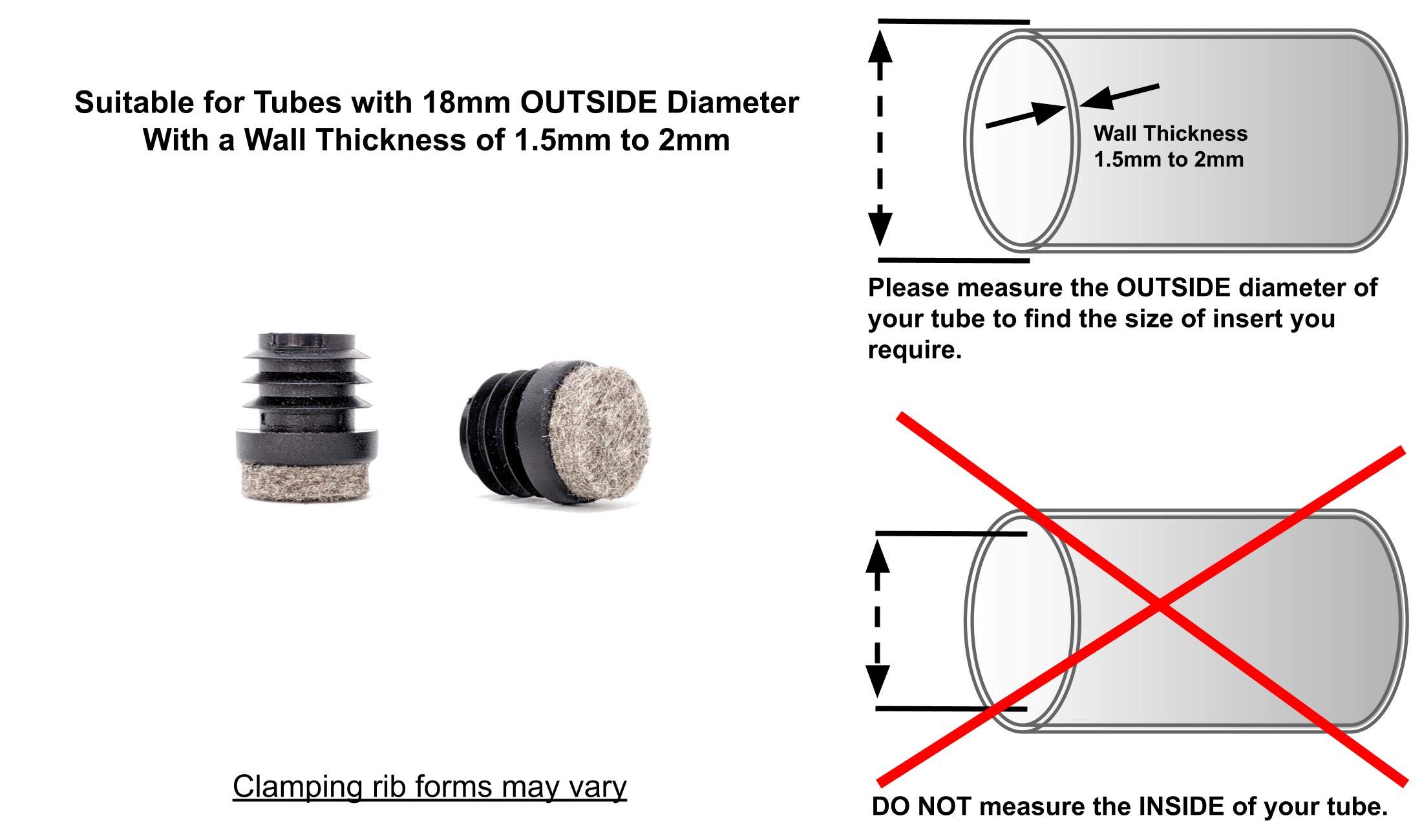 Premium German-Made Furniture Gliders - 18mm Felt Tube Inserts for Metal Furniture Legs (Pack of 8) | Protect Floors & Reduce Noise | Ideal for Chairs, Tables & Sofas on Hardwood & Tile Floors