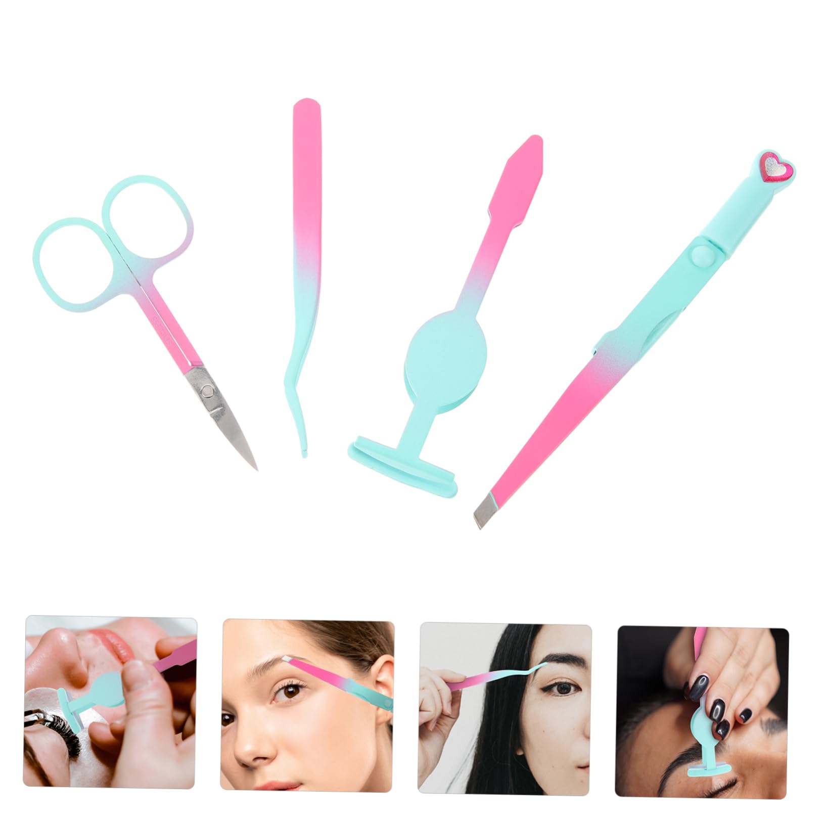 Premium False Eyelash & Brow Tweezers Set - Professional Fiber Grip Lash Extension Tools, Precision Facial Hair Removal Tweezers for Women - Perfect for Salon, Home Use & Travel Beauty Kit
